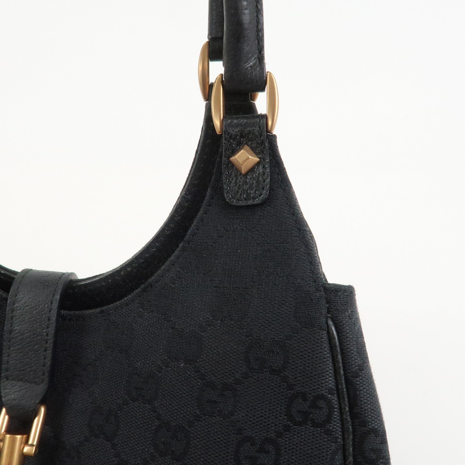 GUCCI New Jackie GG Canvas Shoulder Bag Hand Bag Black 124409