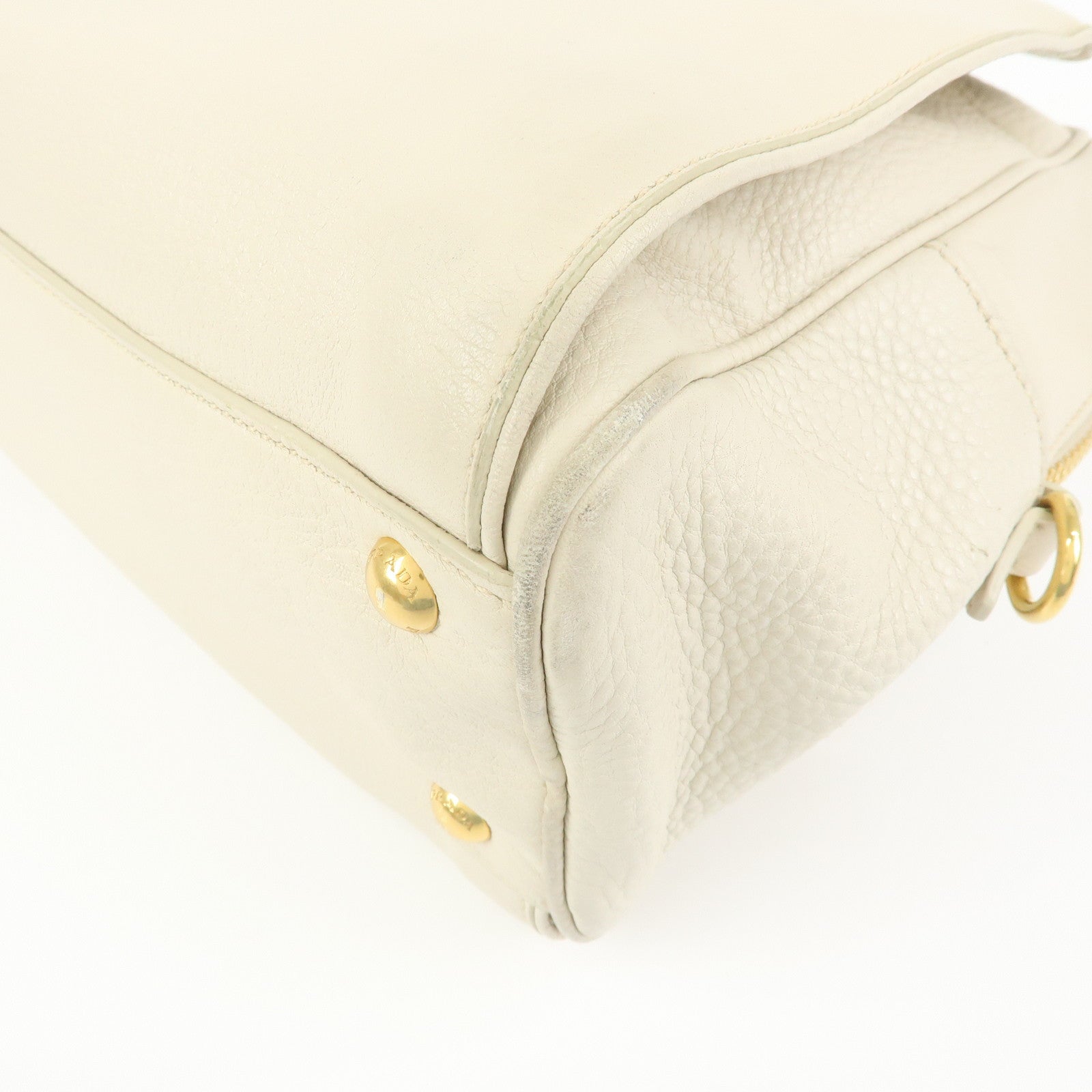 PRADA Vitello Daino Leather Hand Bag Ivory BL0804