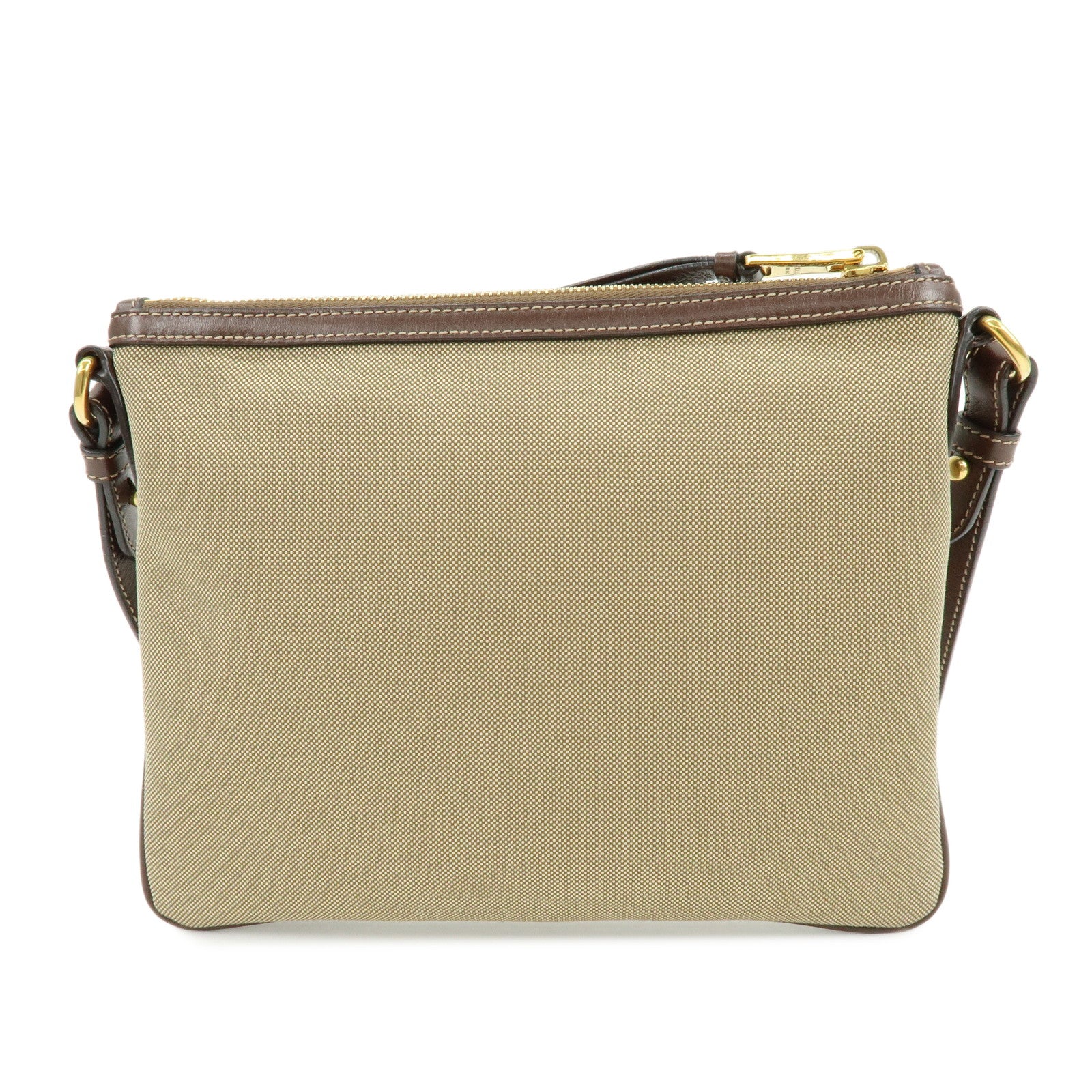 PRADA Jacquard Canvas Leather Shoulder Bag Crossbody Bag Brown