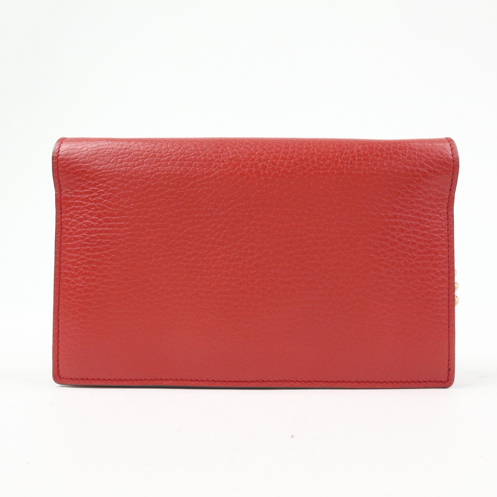 GUCCI Interlocking G Leather Chain Wallet Shoulder Bag Red 510314