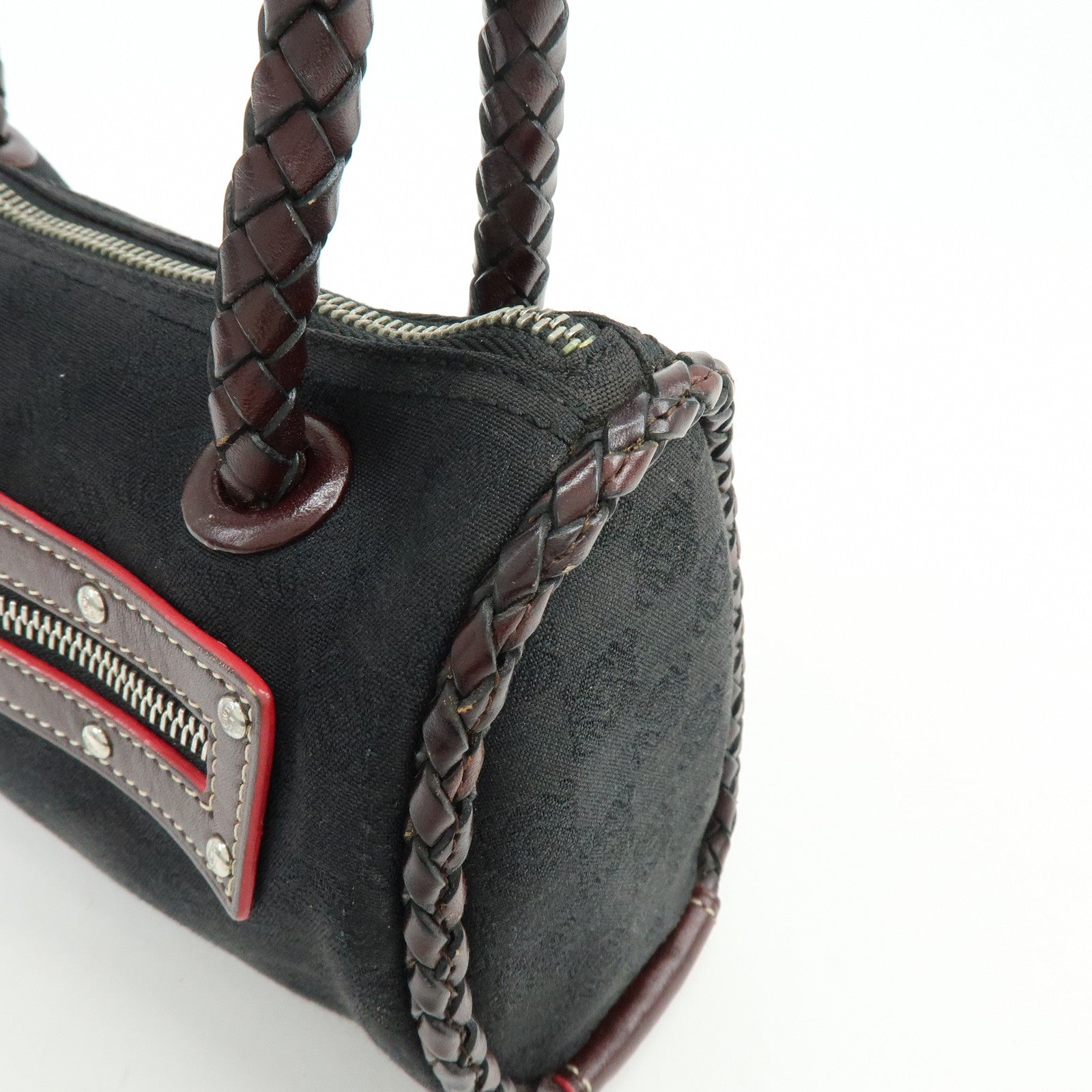 LOEWE Anagram Leather Mini Hand Bag Black Dark Brown