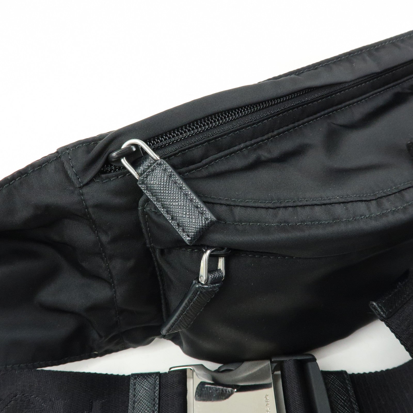 PRADA Triangle Logo Nylon Saffino Leather Waist Bag Body Bag 2VL132