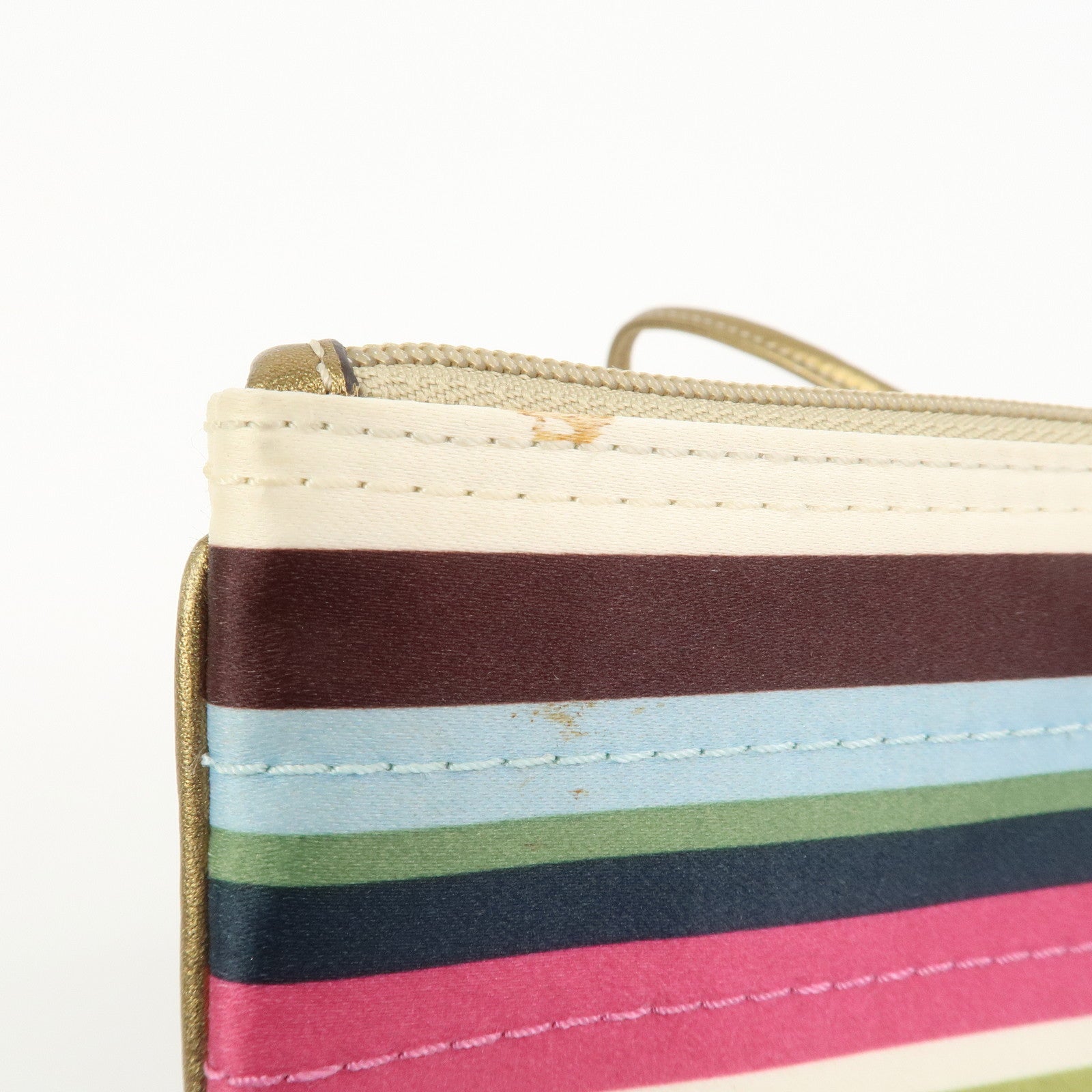 COACH Signature Set of 3 Silk Canvas Leather Hand Bag Pouch Pink