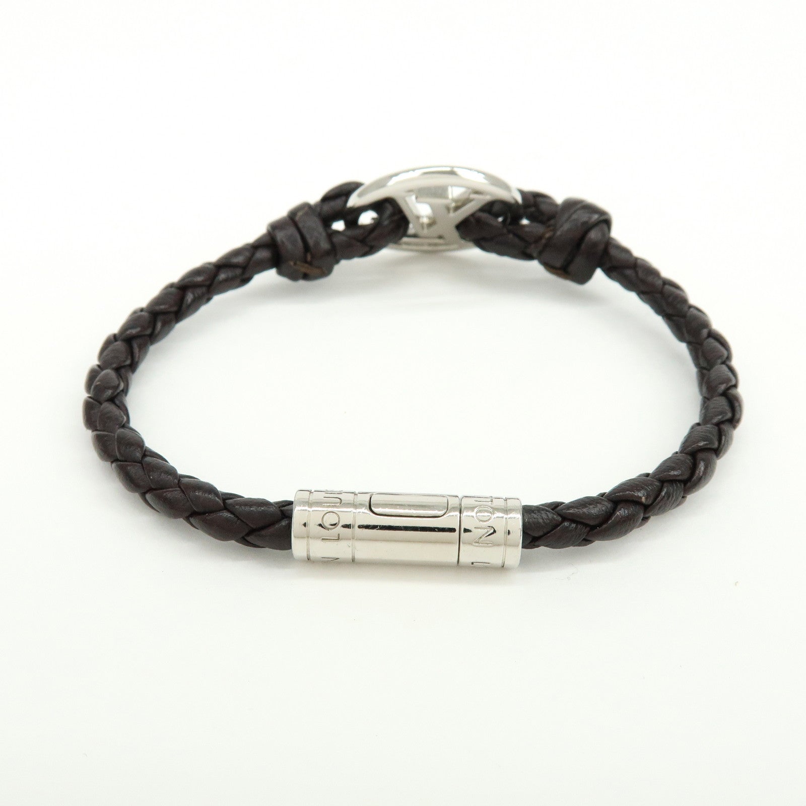 Louis Vuitton Bracelet LV Circle Leather Metal Bracelet Black M6188