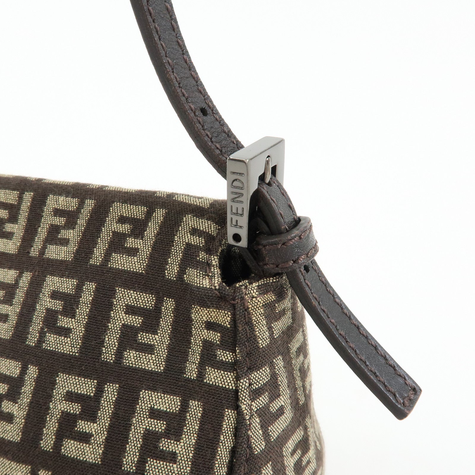 FENDI Mini Mamma Baguette Zucchino Canvas Shoulder Bag 8BR180