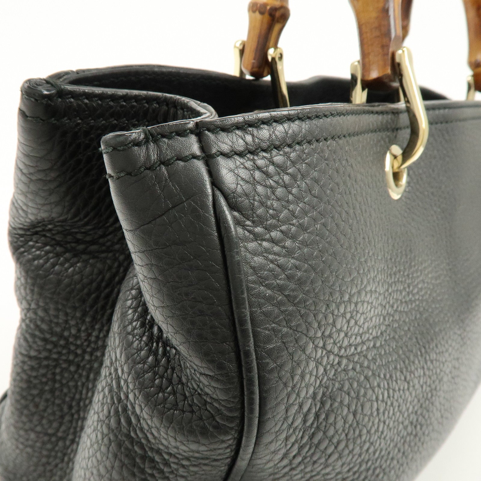 GUCCI Bamboo Shopper Medium 2Way Bag Shoulder Bag Black 323660