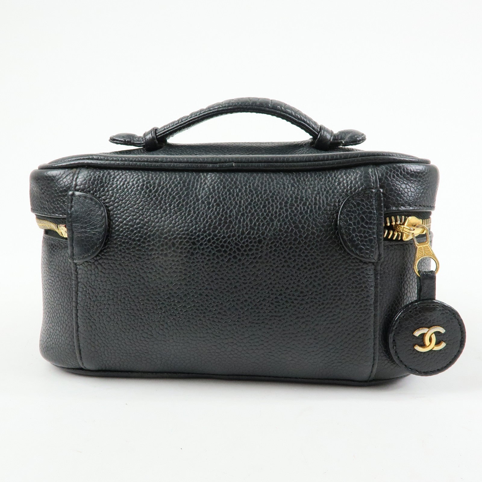 CHANEL COCO Mark Caviarskin Hand Bag Vanity Case Black A01997