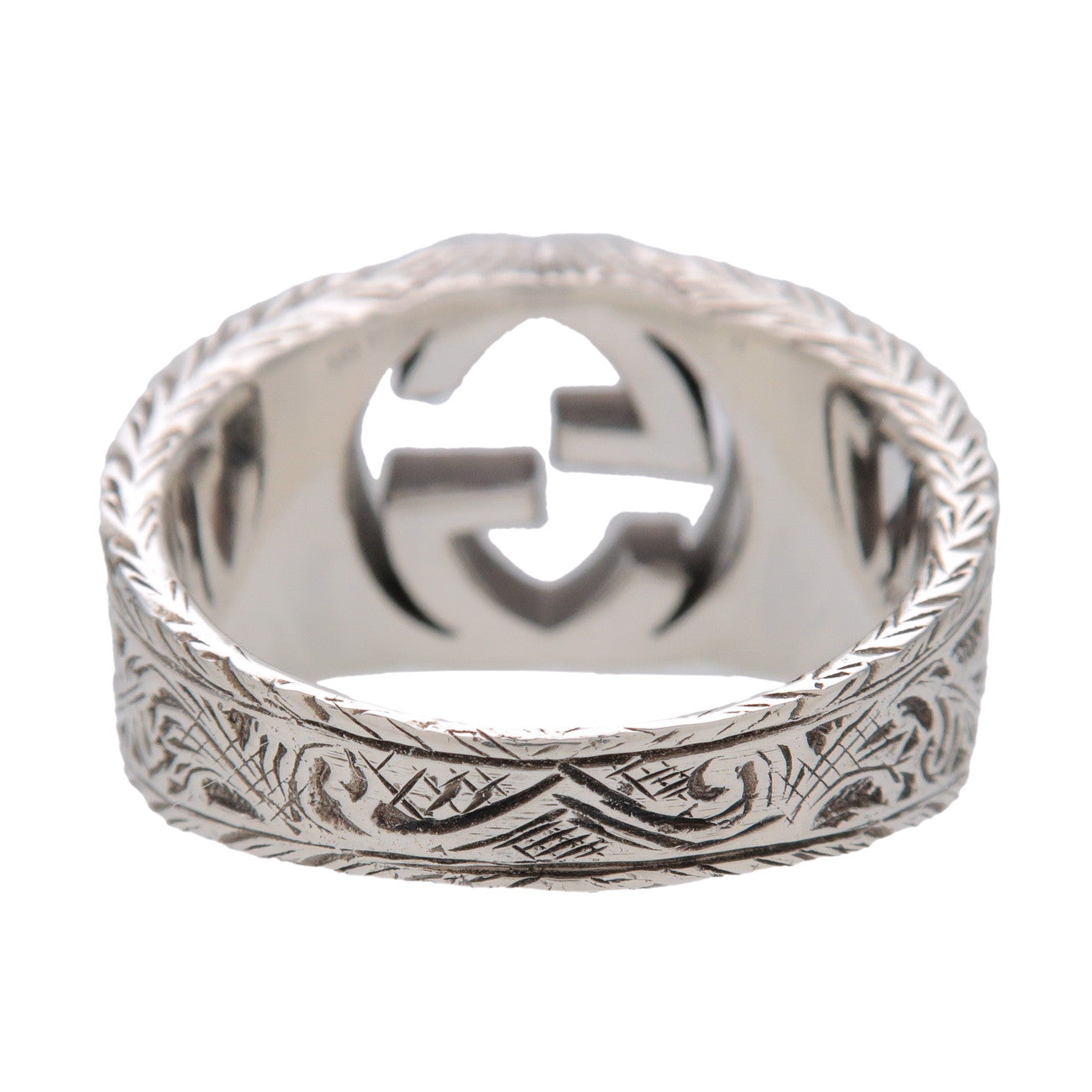 GUCCI Interlocking G Arabesque Ring SV925 Silver #25 US11 EU65 HK25