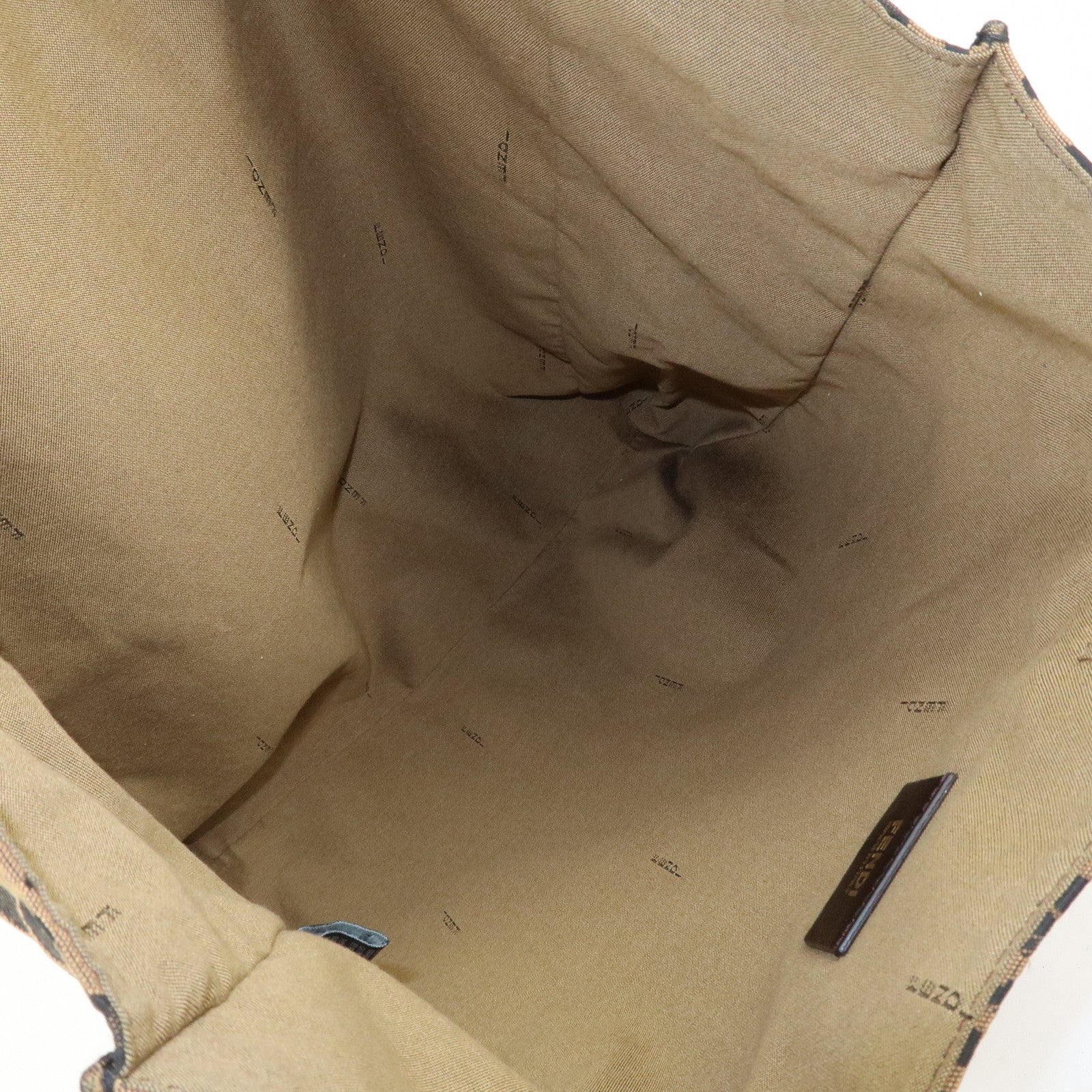 FENDI Canvas Leather Leopard Tote Bag Hand Bag Brown Red 8BH173