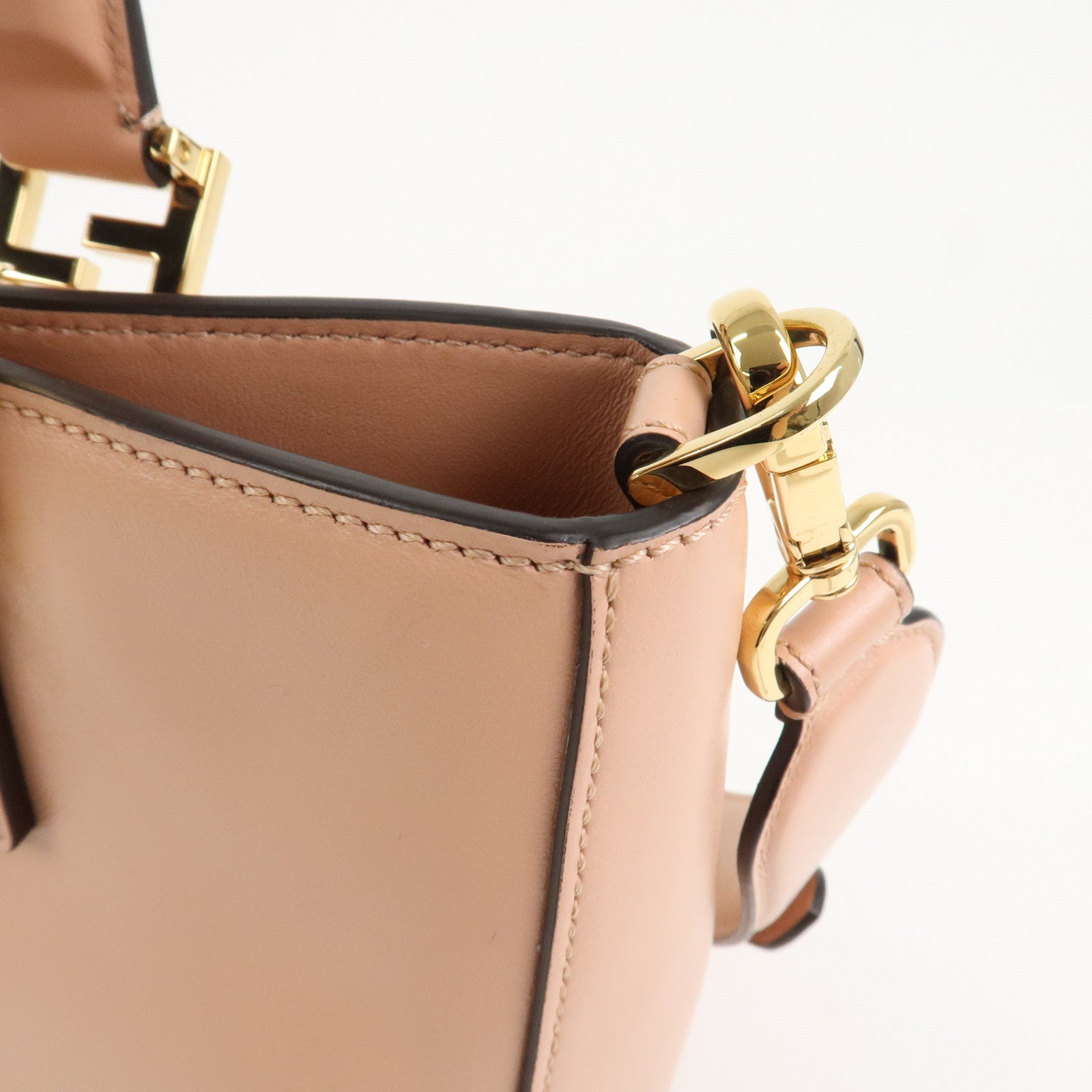 FENDI Leather 2Way FF Tote Small Hand Bag Shoulder Bag Pink 8BH367