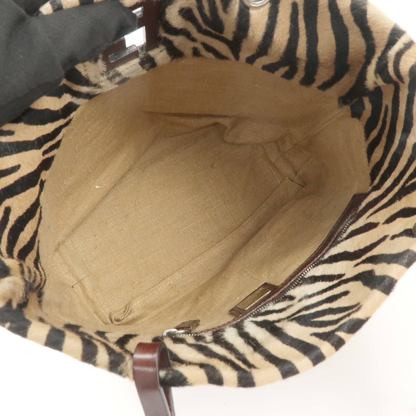 FENDI Unborn Calf Leather Tote Bag Hand Bag Brown 83158780992