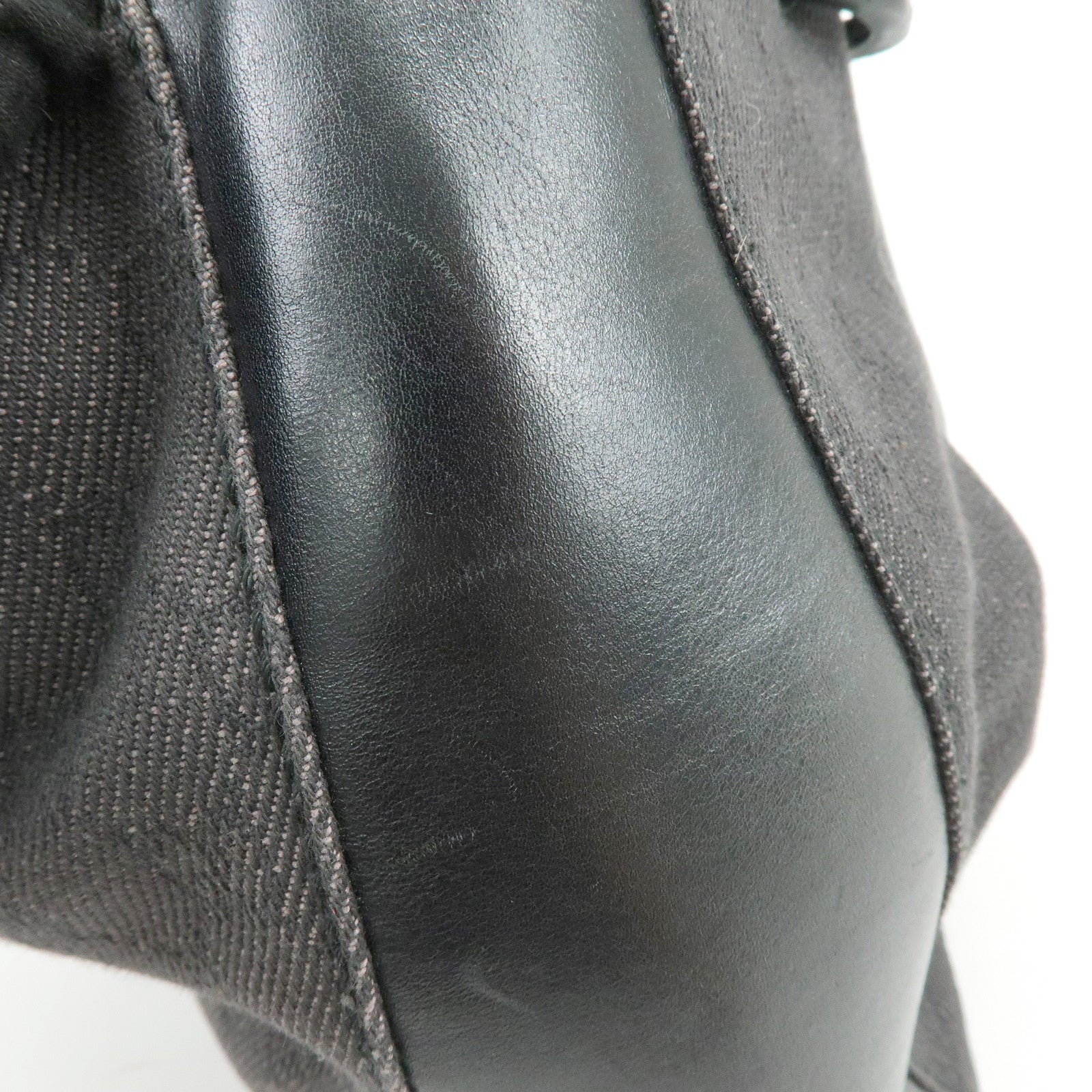 GUCCI GG Canvas Leather Tote Bag Hand Bag Black 101919