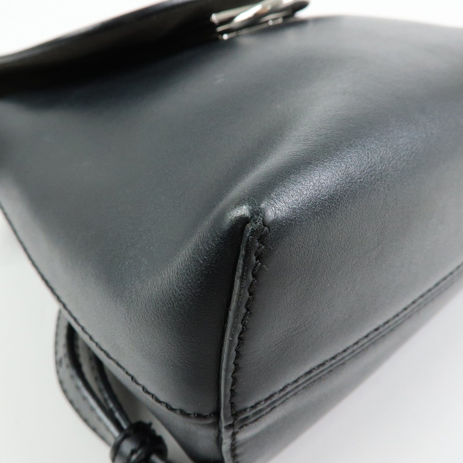 FENDI Bag to School Leather 2Way Bag Hand Bag Shoulder Bag Black