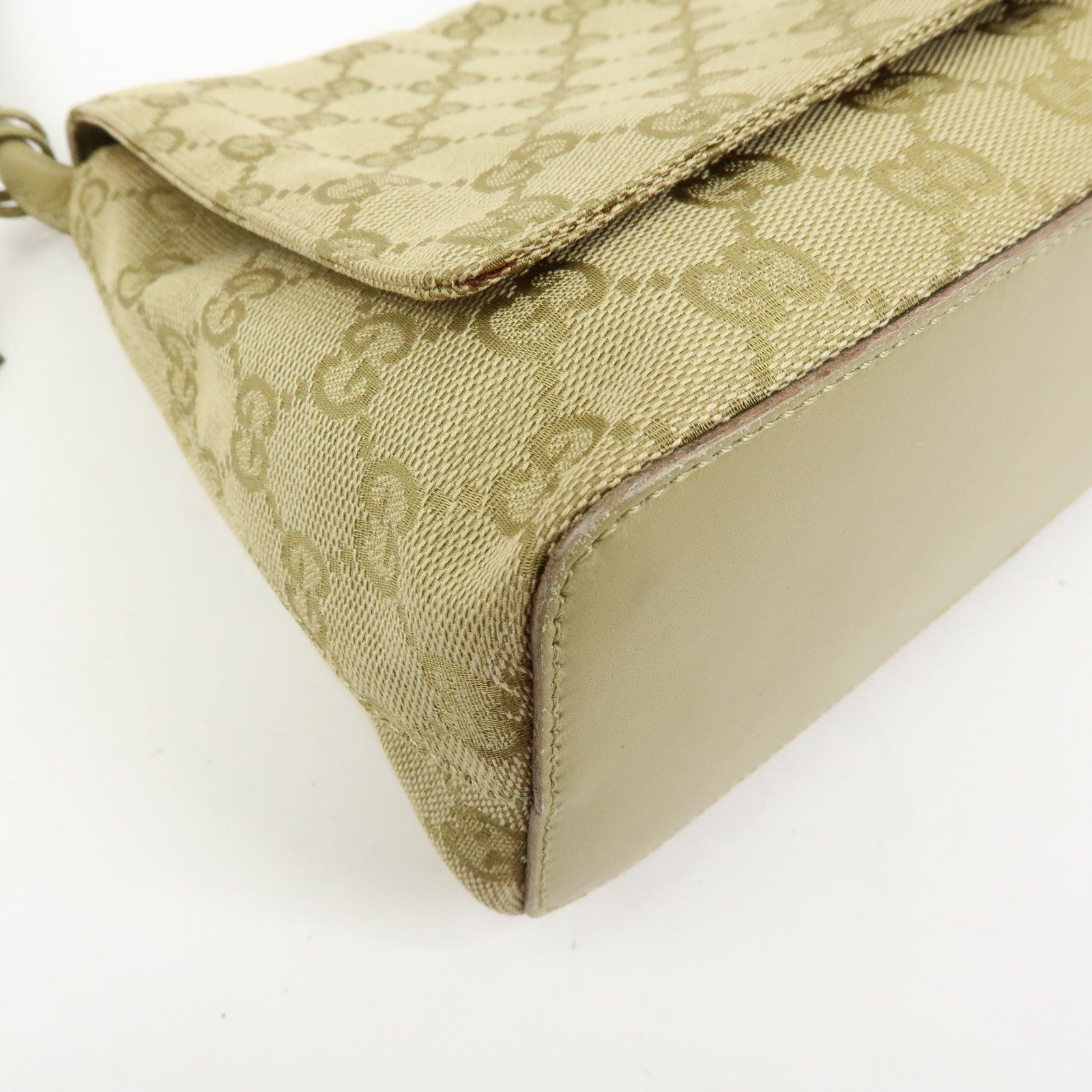 GUCCI GG Canvas Leather Shoulder Bag Hand Bag Beige 90646