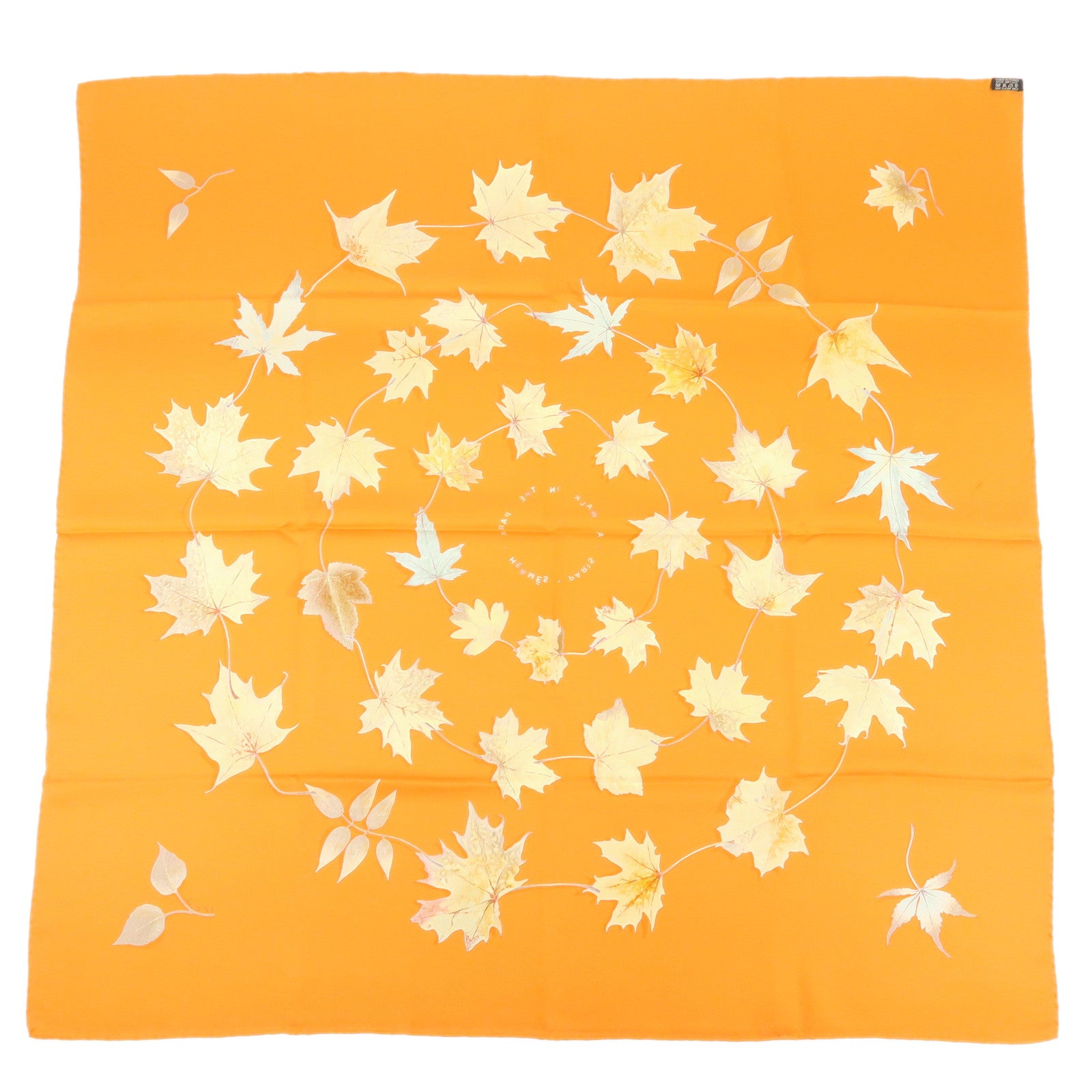 HERMES Carre 90 Silk 100% Scarf A WALK IN THE PARK Orange