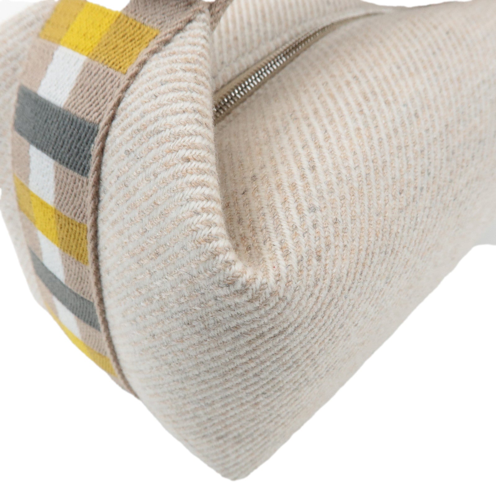 HERMES Wool Bride A Brac PM Hand Bag Silver Hardware Used