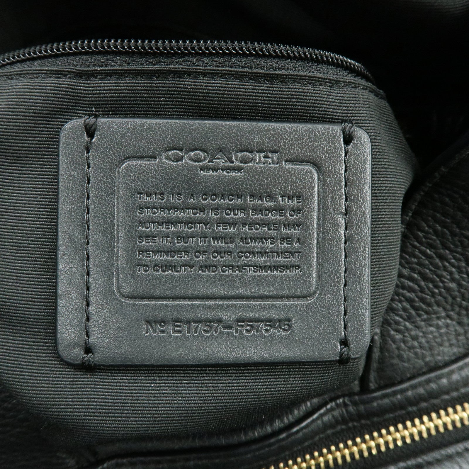 COACH Logo Leather Shoulder Bag Hand Bag Black