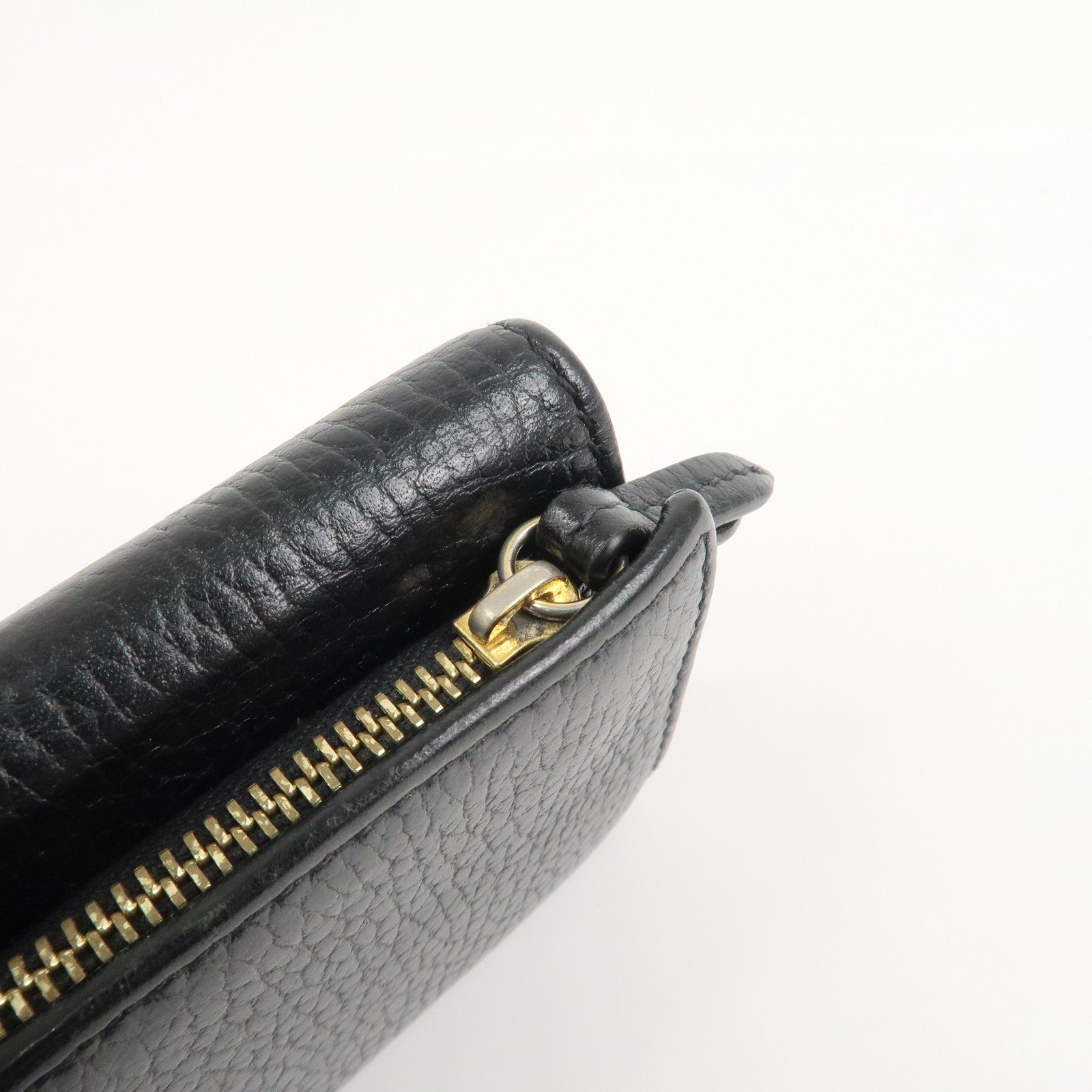 GUCCI GG Marmont Leather Small Tri-fold Compact Wallet Black 644407