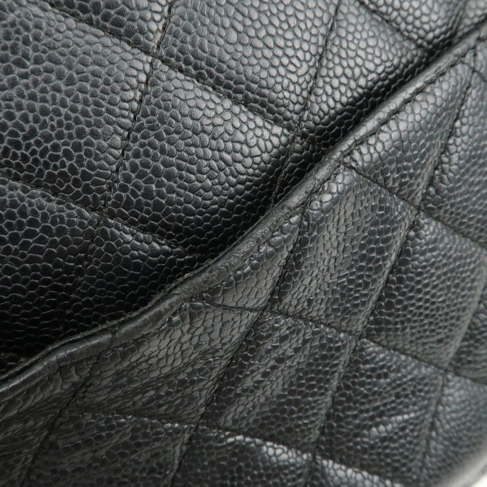 CHANEL Matelasse Caviarskin Boston Bag Hand Bag Black A20997