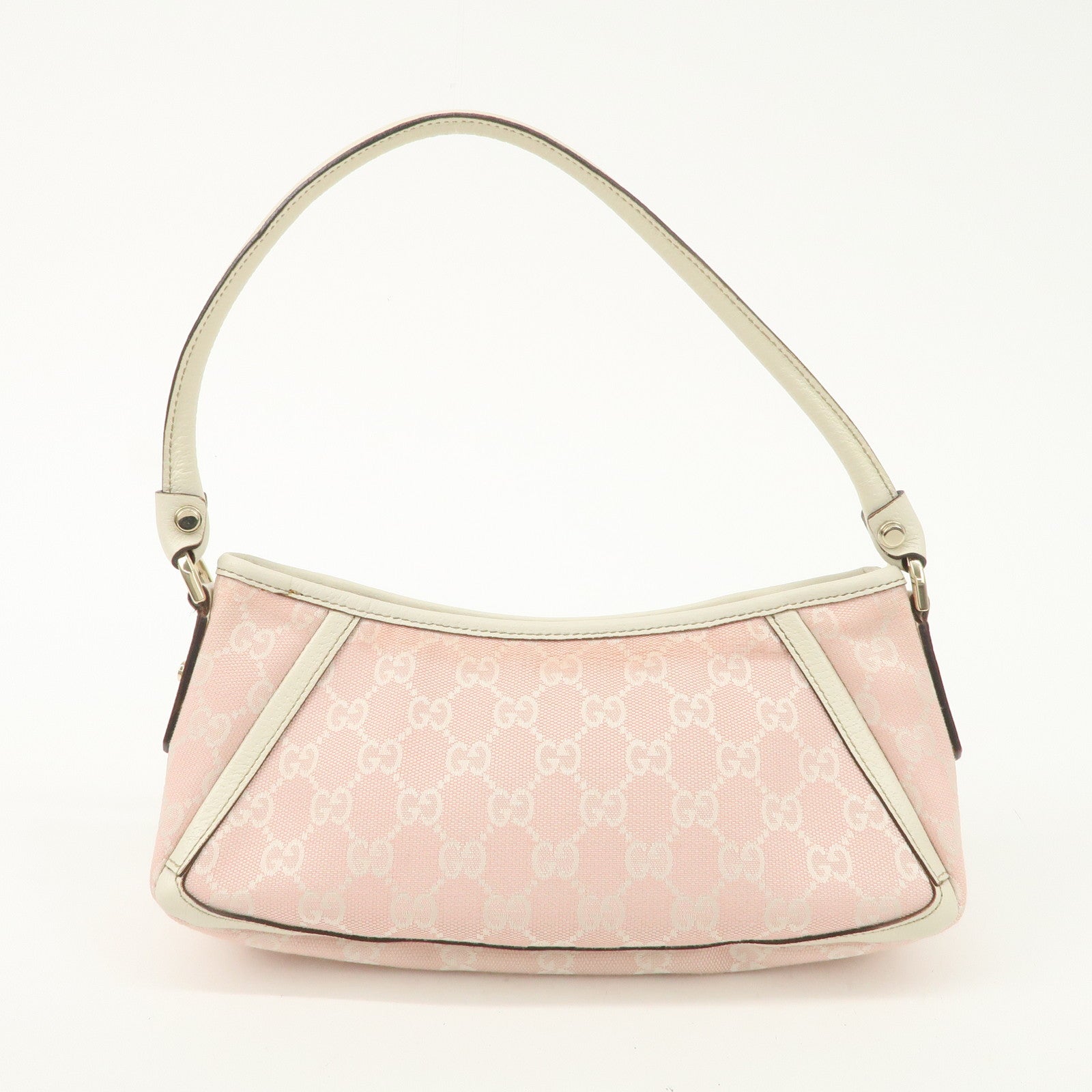 GUCCI Abbey GG Canvas Leather One Shoulder Bag Pink White 130939 Used