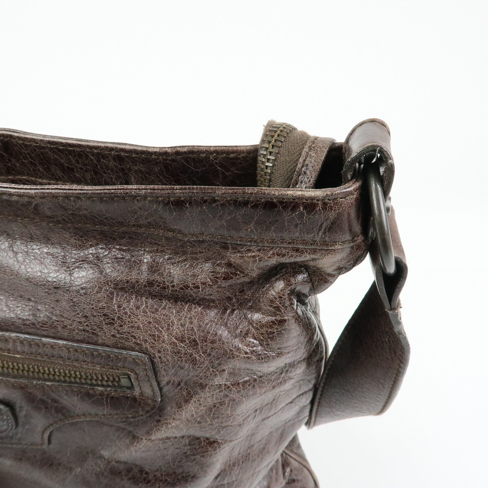BALENCIAGA The Messenger Leather Shoulder Bag Brown 177289