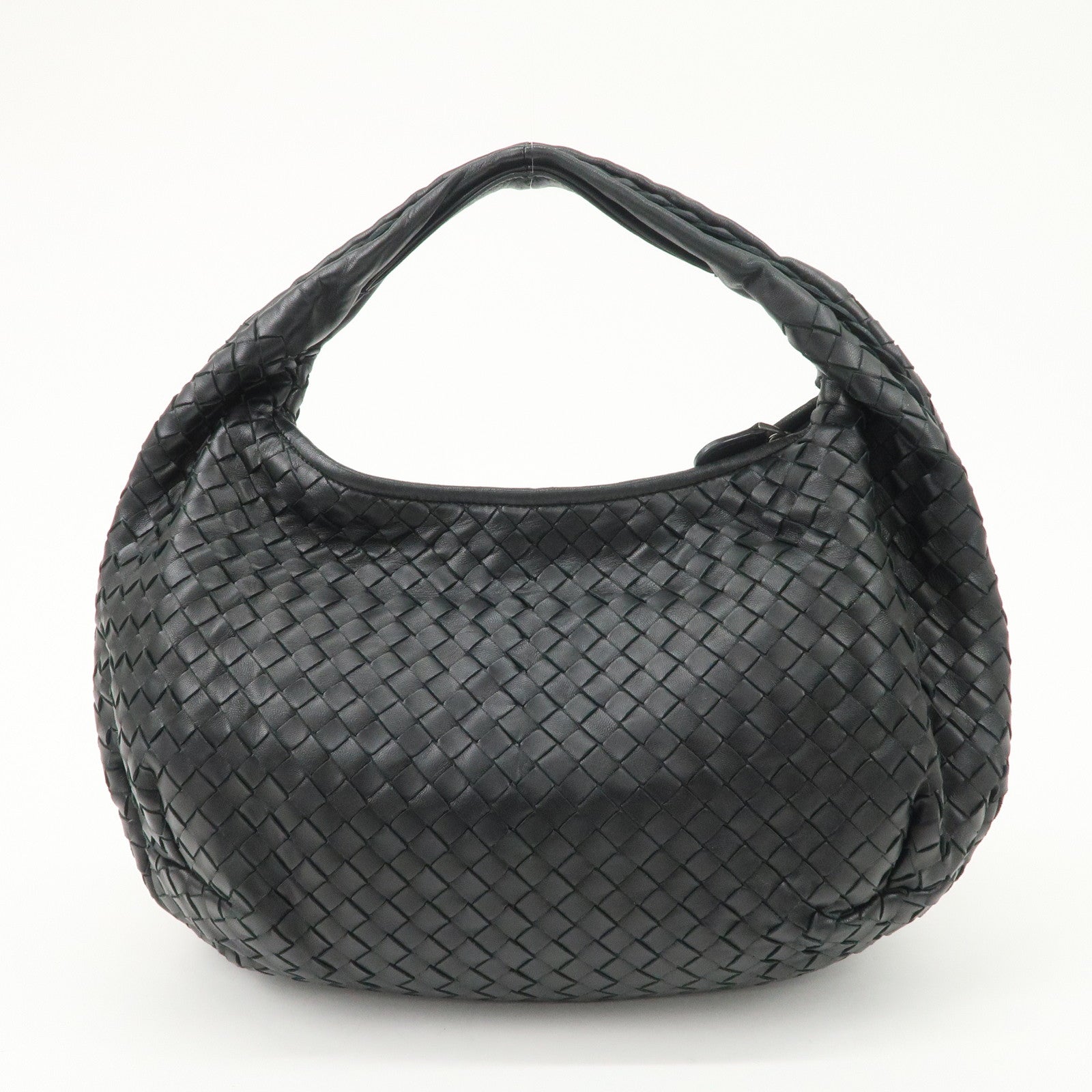 BOTTEGA VENETA Intrecciato Hobo Leather Shoulder Bag Black 232499