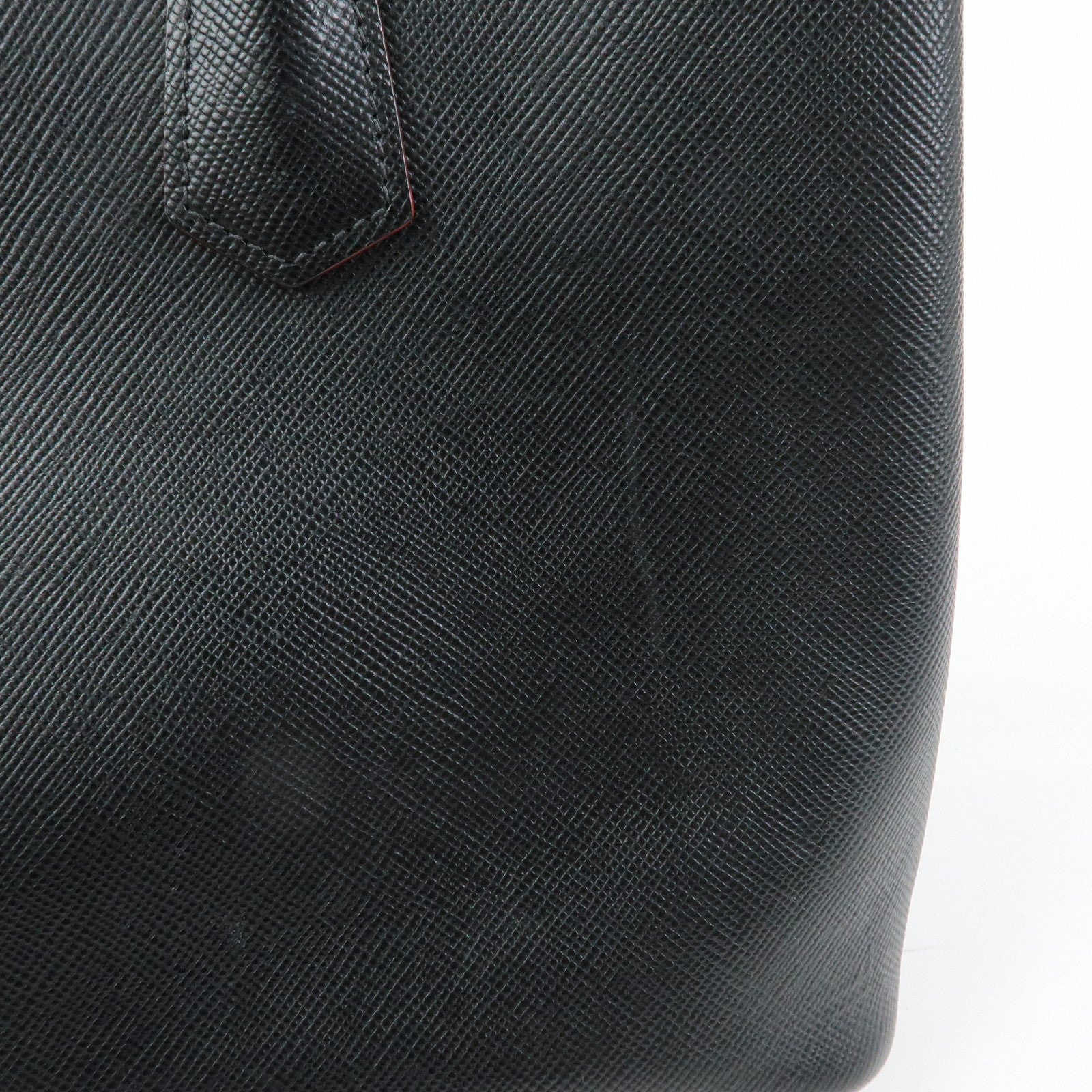 PRADA Triangle Logo Saffiano Leather Tote Bag Hand Bag Black BN2756