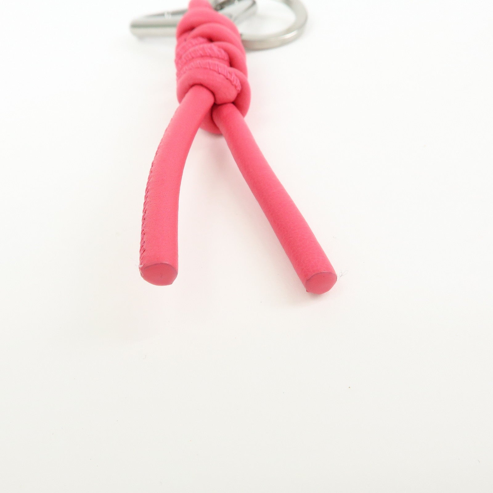 BOTTEGA VENETA Leather Bag Charm Triangle Key Ring Pink 651052