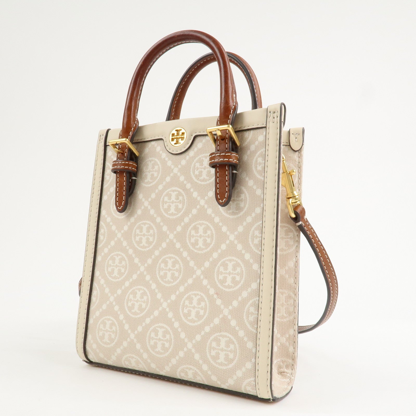 TORY BURCH Leather 2Way Shoulder Bag Hand Bag Beige 87146
