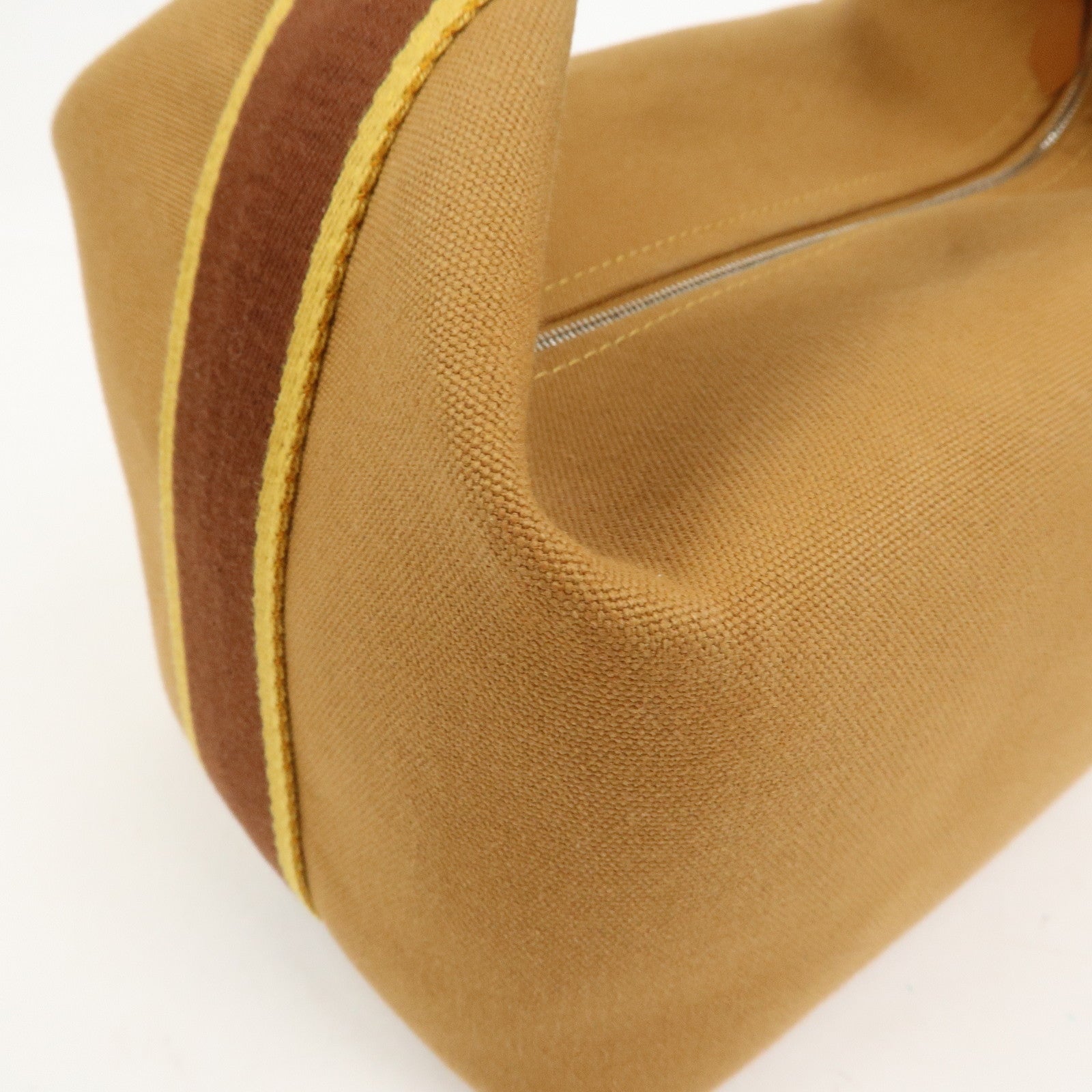 HERMES Bride A Brac GM Canvas Hand Bag Cosmetic Pouch Brown