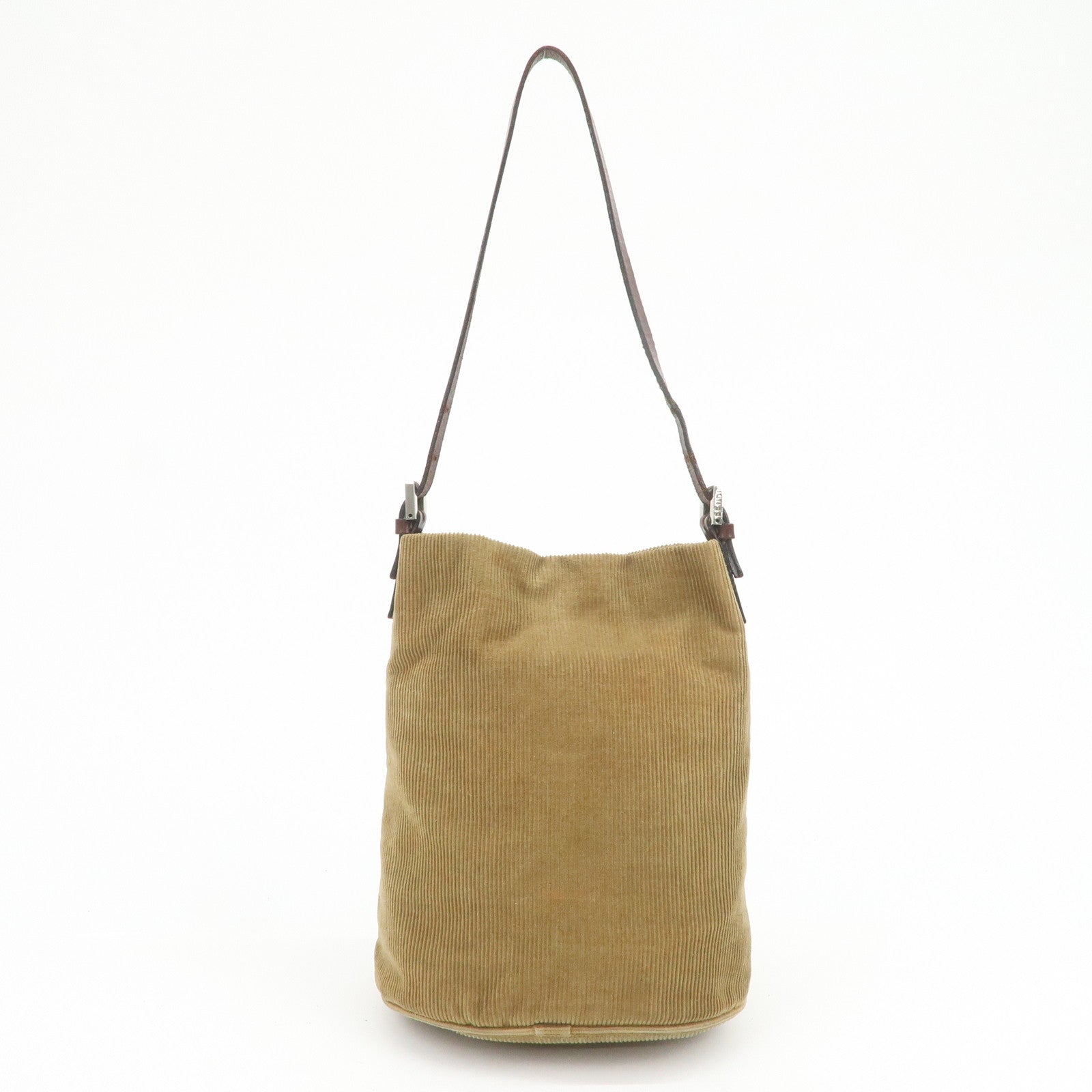 FENDI Corduroy Leather Shoulder Bag Hand Bag Brown 26778
