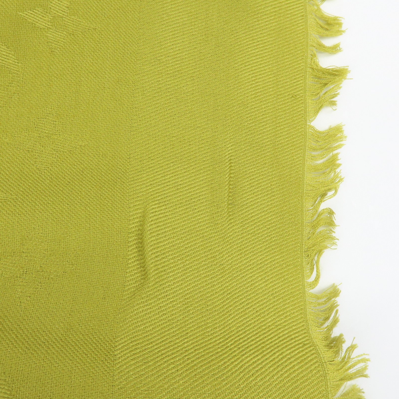 Louis Vuitton Monogrm Silk Wool Scarf Shawl Anis Green M71326