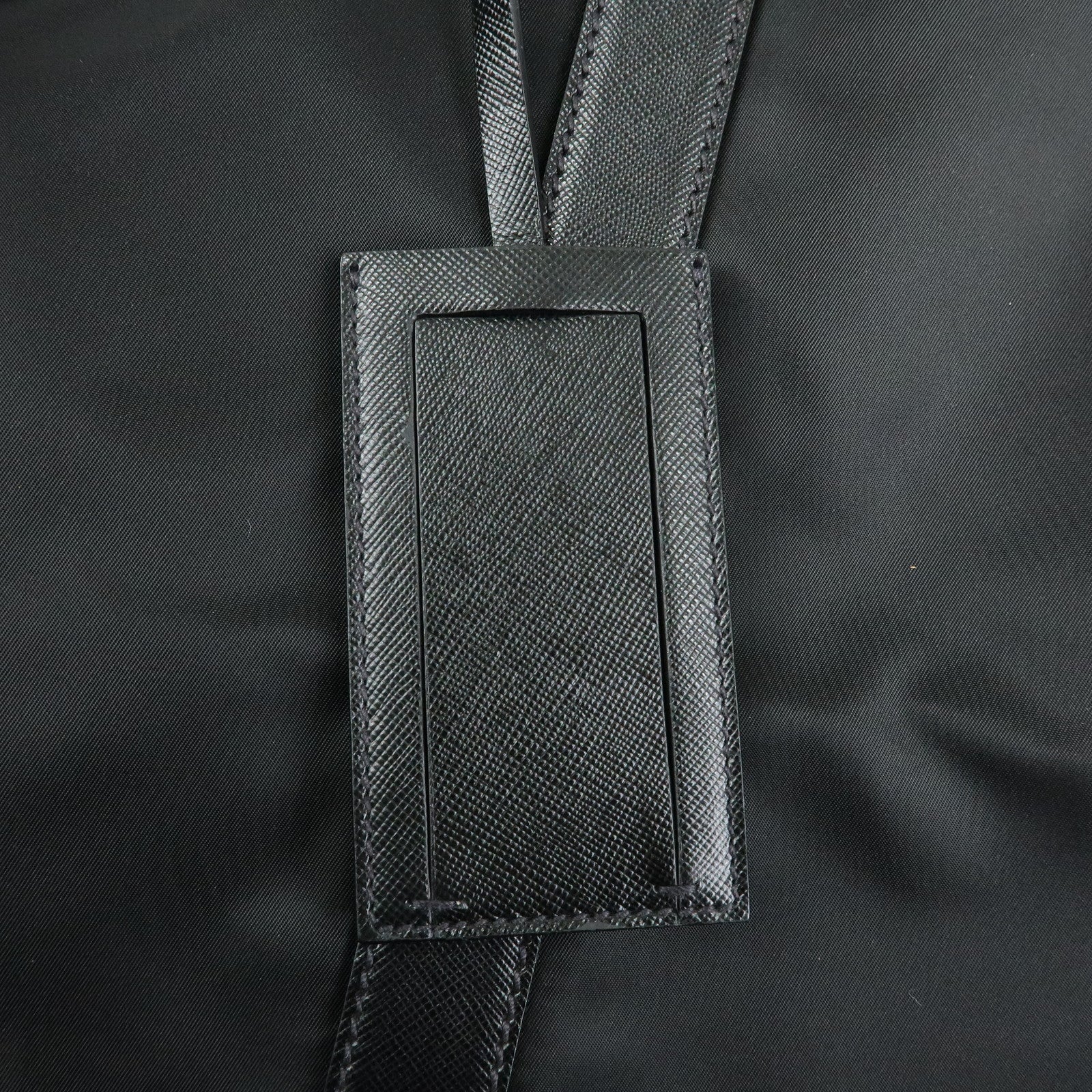 PRADA Triangle Logo Nylon Saffiano Leather Boston Bag Black VS0069