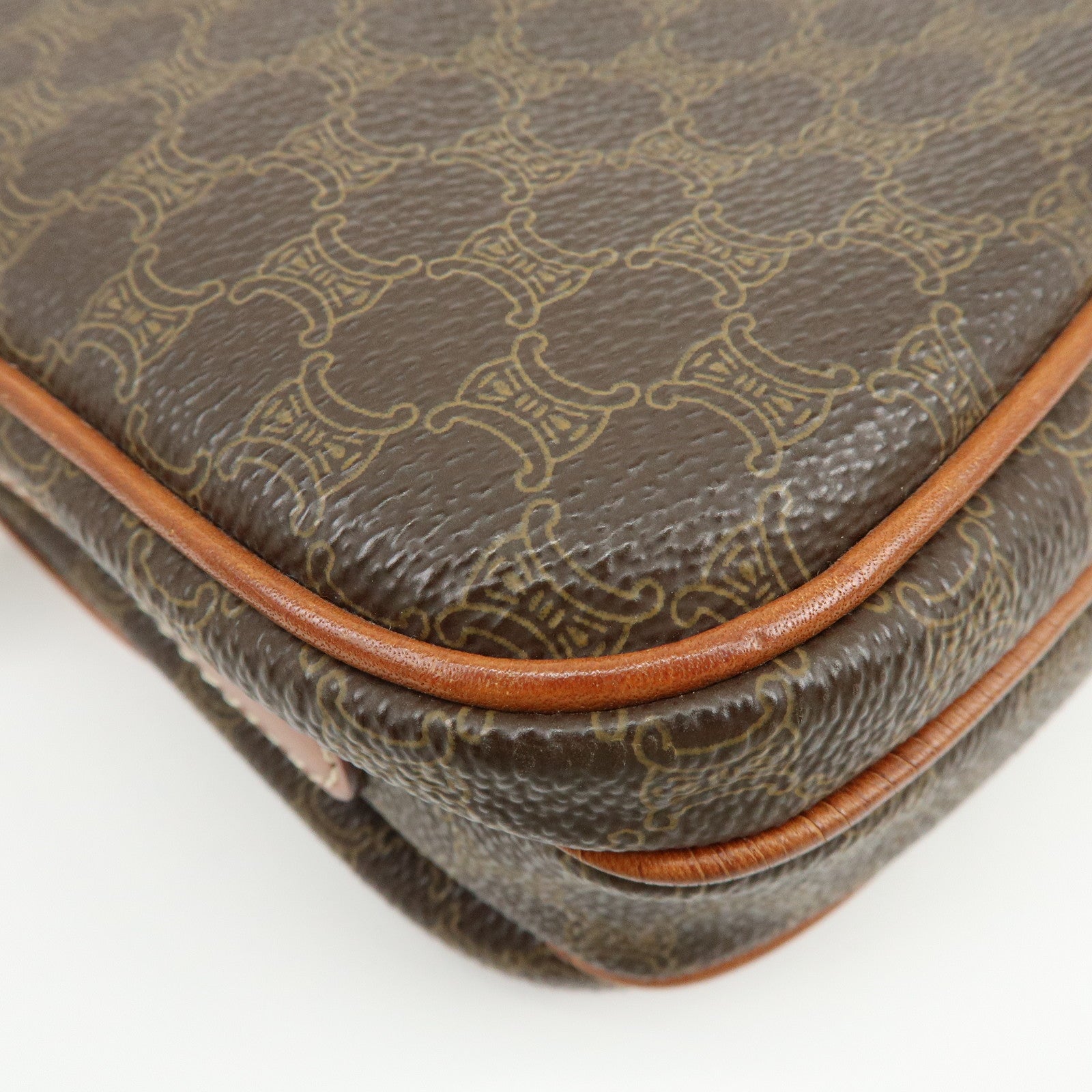 CELINE Macadam PVC Canvas Leather Shoulder Crossbody Bag Brown