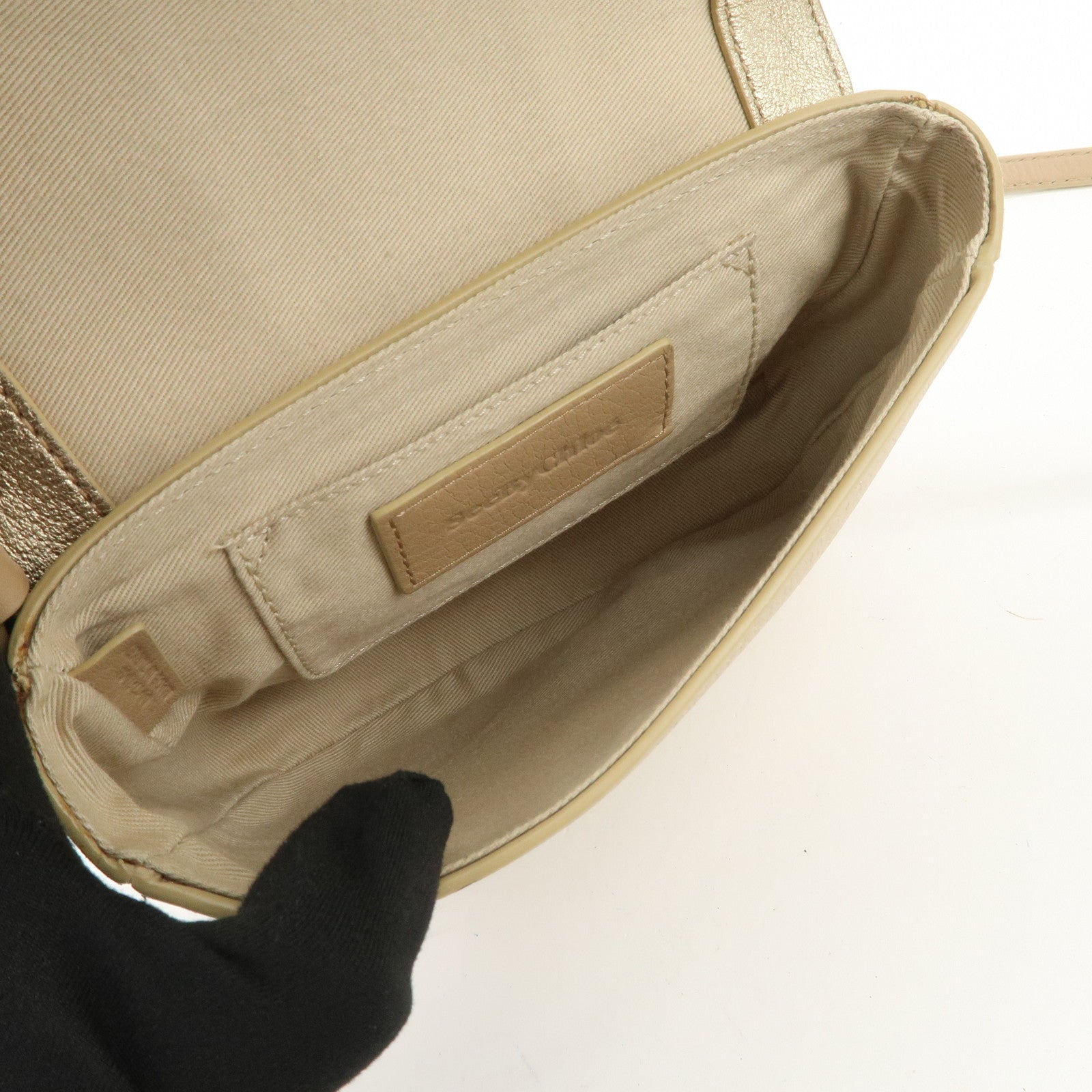 Chloe See By Chloe Hana Suede Leather Shoulder Crossbody Bag Gold