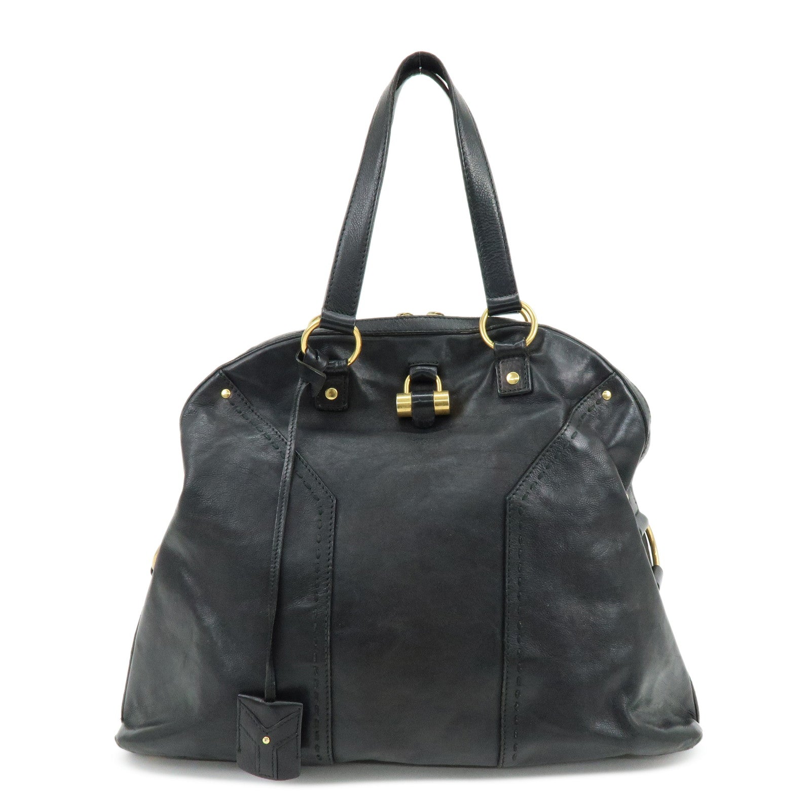 SAINT LAURENT PARIS MUSE Leather Hand Bag Shoulder Bag Black 153959