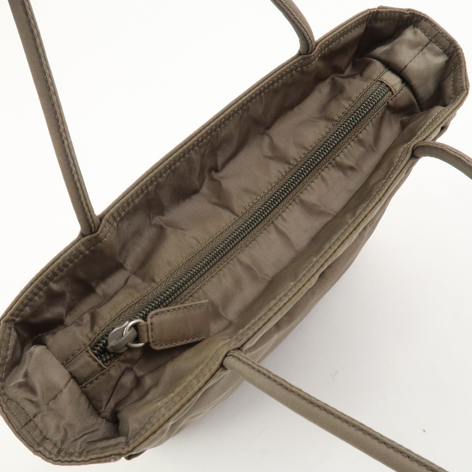 PRADA Triangle Logo Nylon Tote Bag Hand Bag Gray