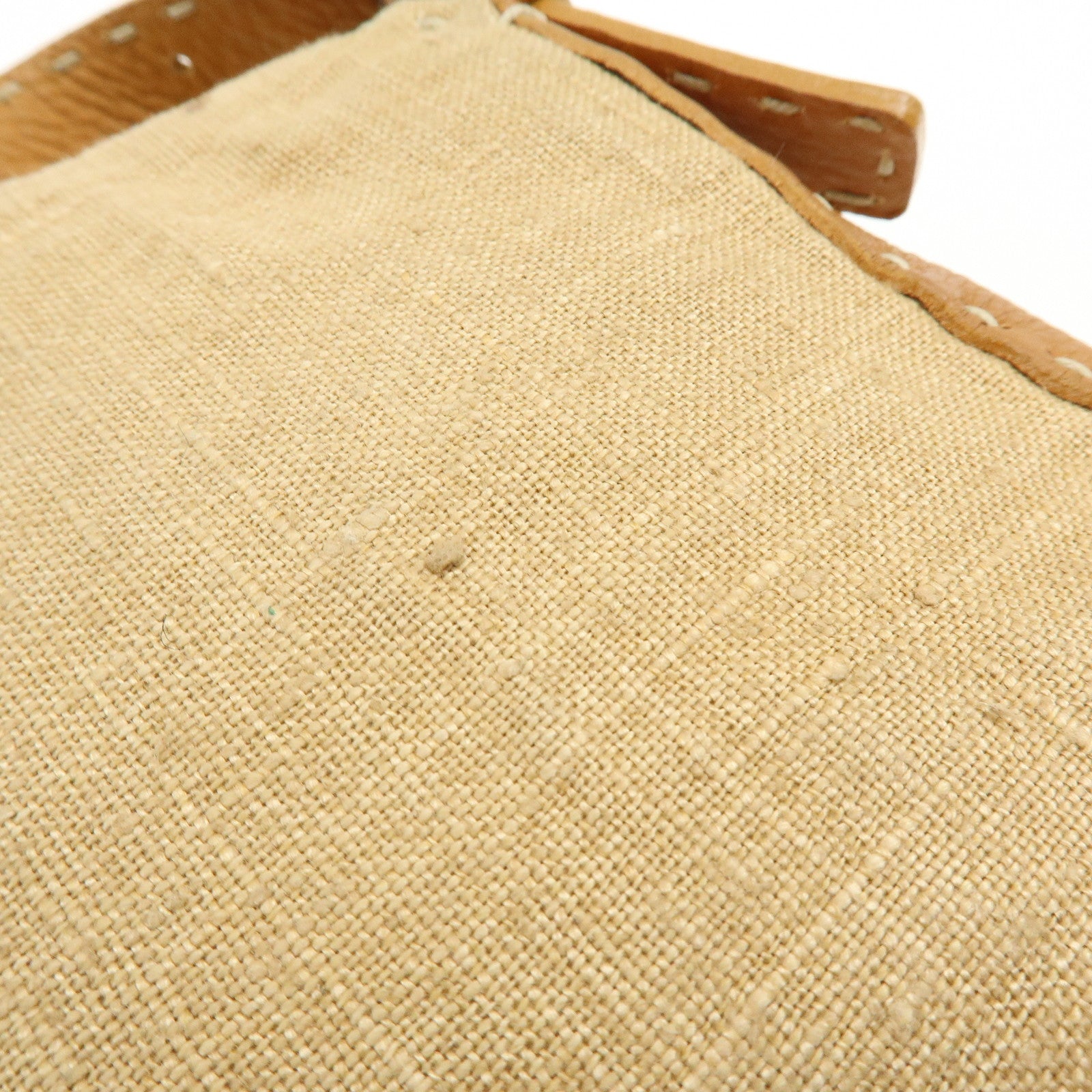 FENDI Mamma Baguette Selleria Linen Leather Shoulder Bag 8BR101