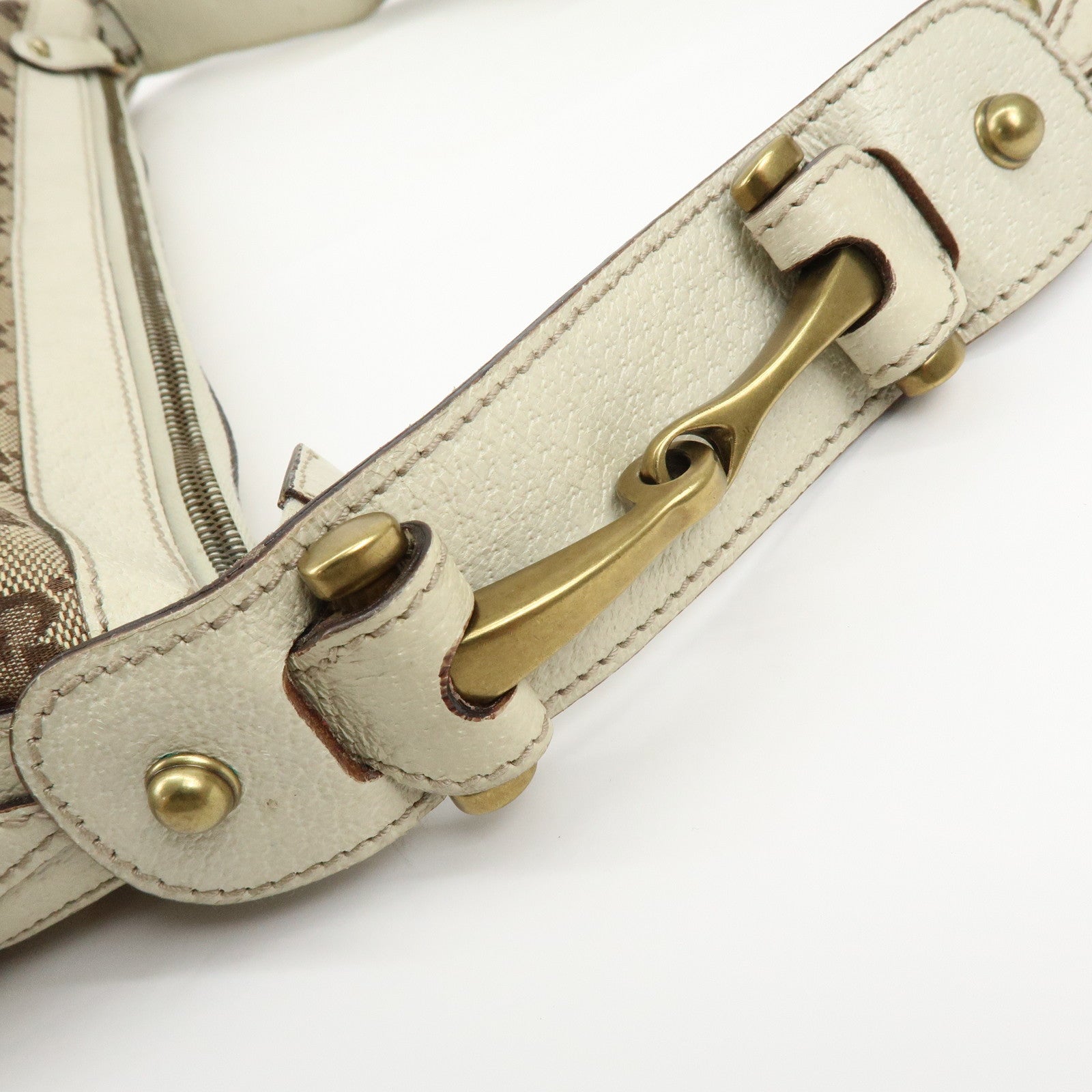 GUCCI Sherry GG Canvas Leather Shoulder Bag Beige Ivory 144011