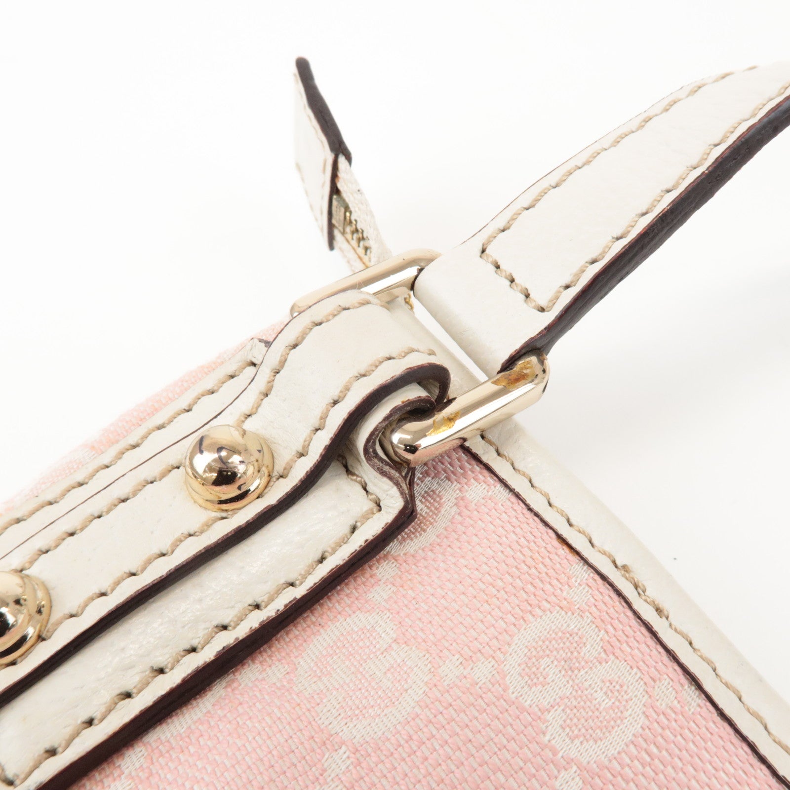 GUCCI Sherry GG Canvas Leather Shoulder Bag Pink 144388