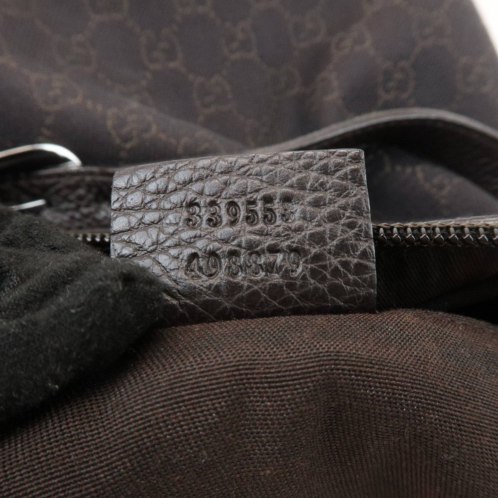 GUCCI Interlocking G Leather GG Denim Shoulder Bag Brown 339553