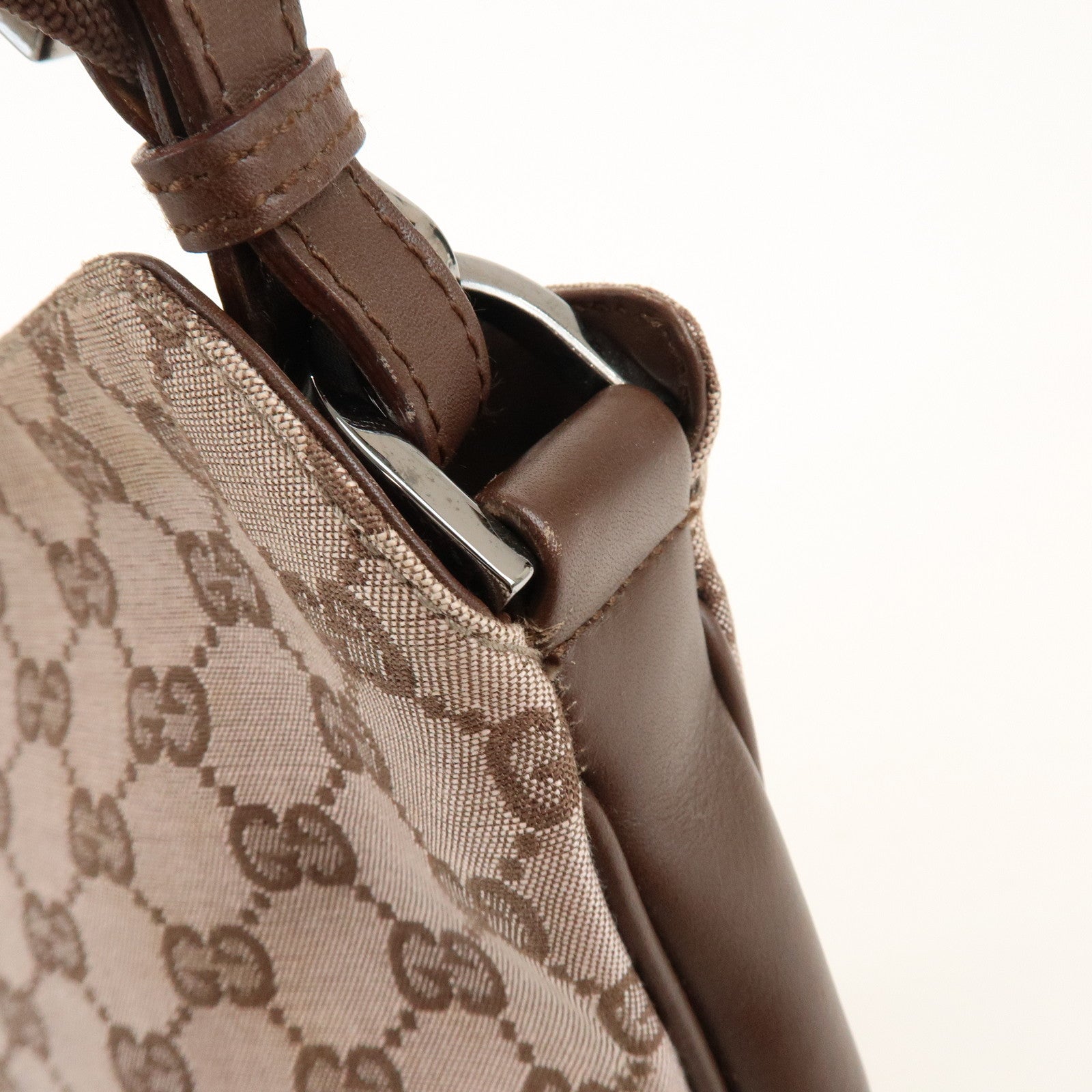 GUCCI Bamboo GG Canvas Leather 2Way Bag Brown 001・4095・001553