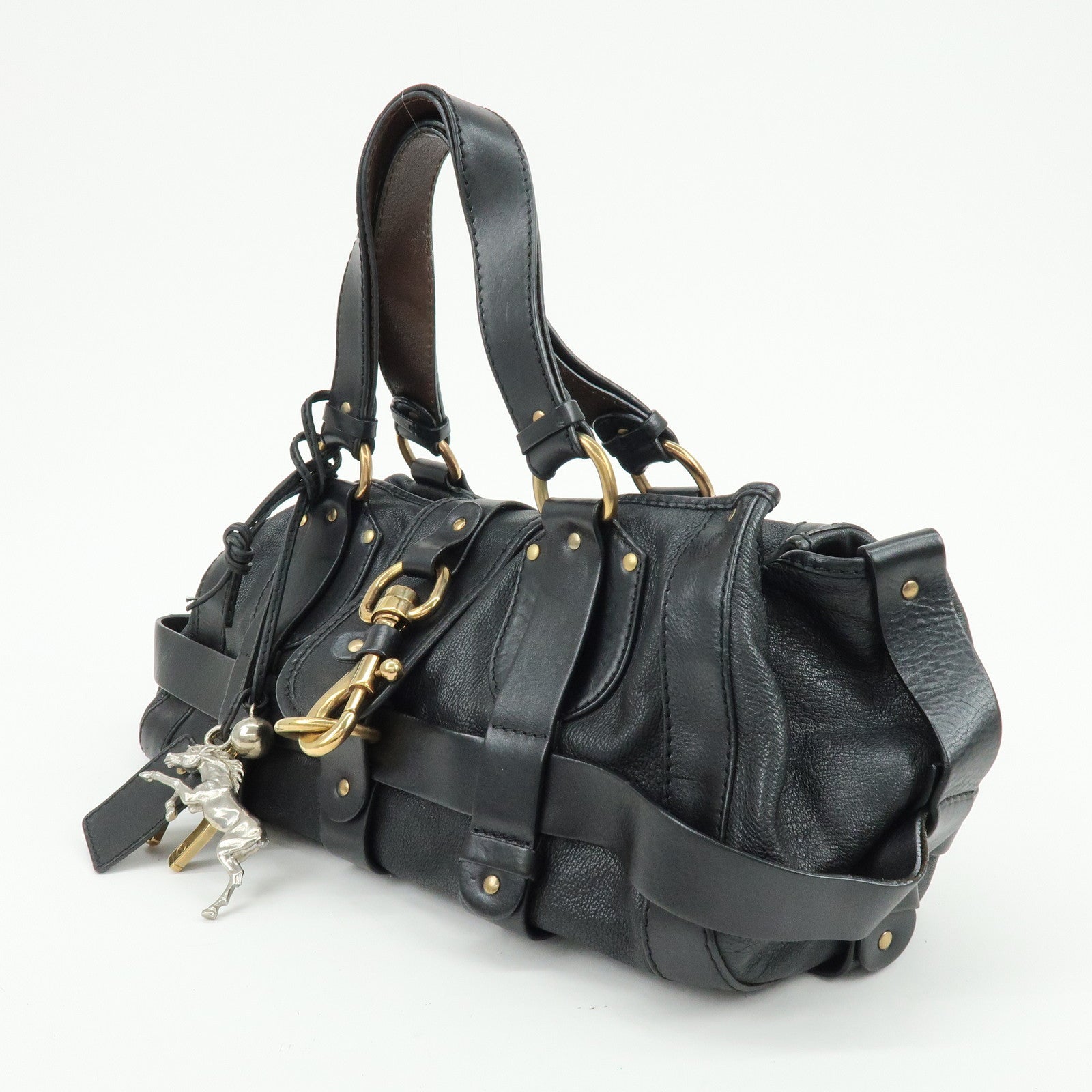 Chloe Kerala  Leather Tote Bag Hand Bag Horseshoe Charm Black