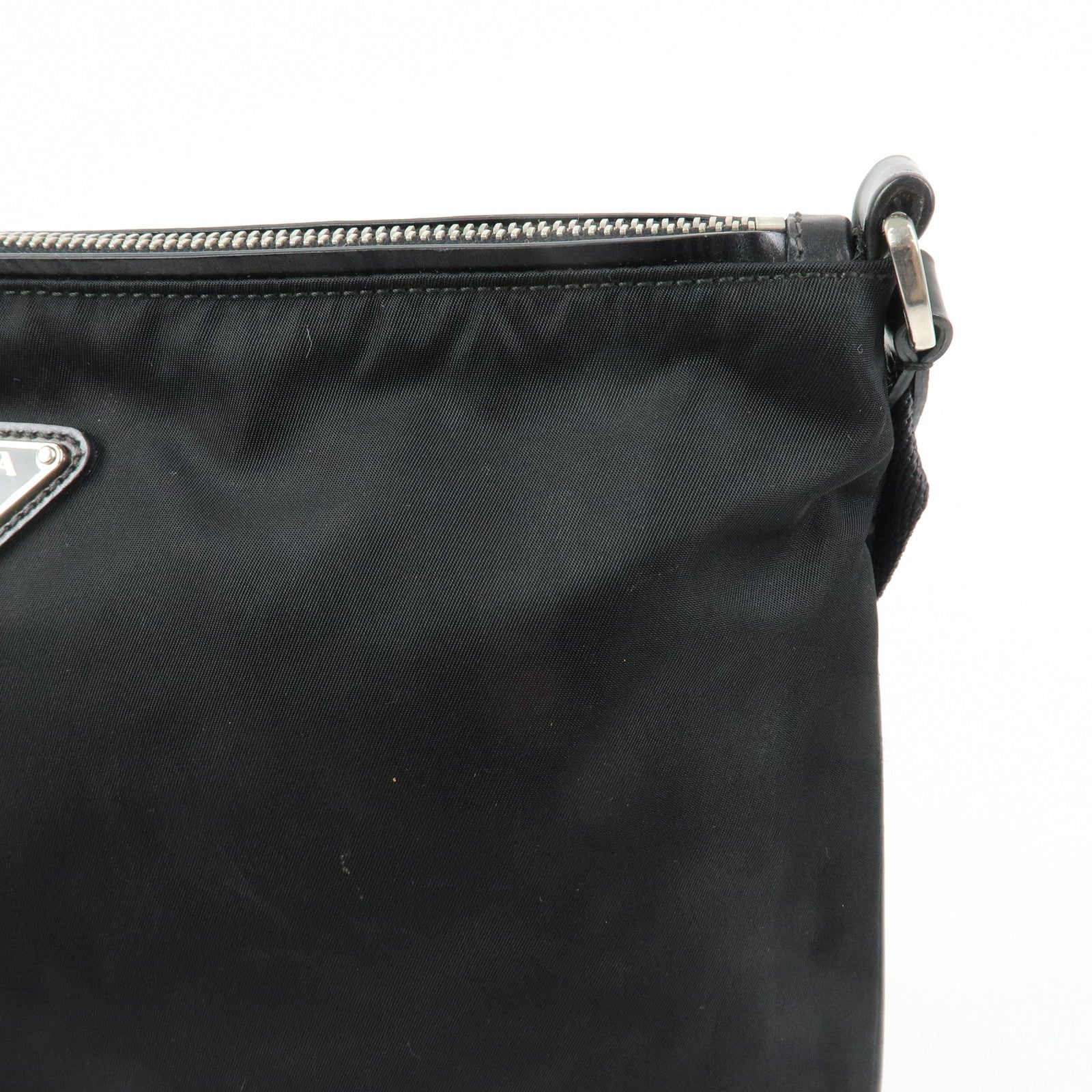 PRADA Triangle Logo Nylon Shoulder Crossbody Bag Black BT0326