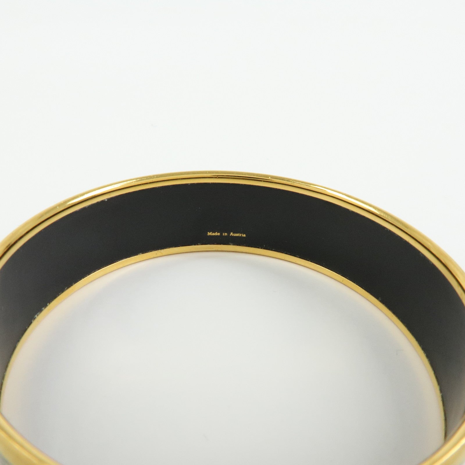 HERMES Email GM Gold Plated Bangle Bracelet Horse Blue Gold