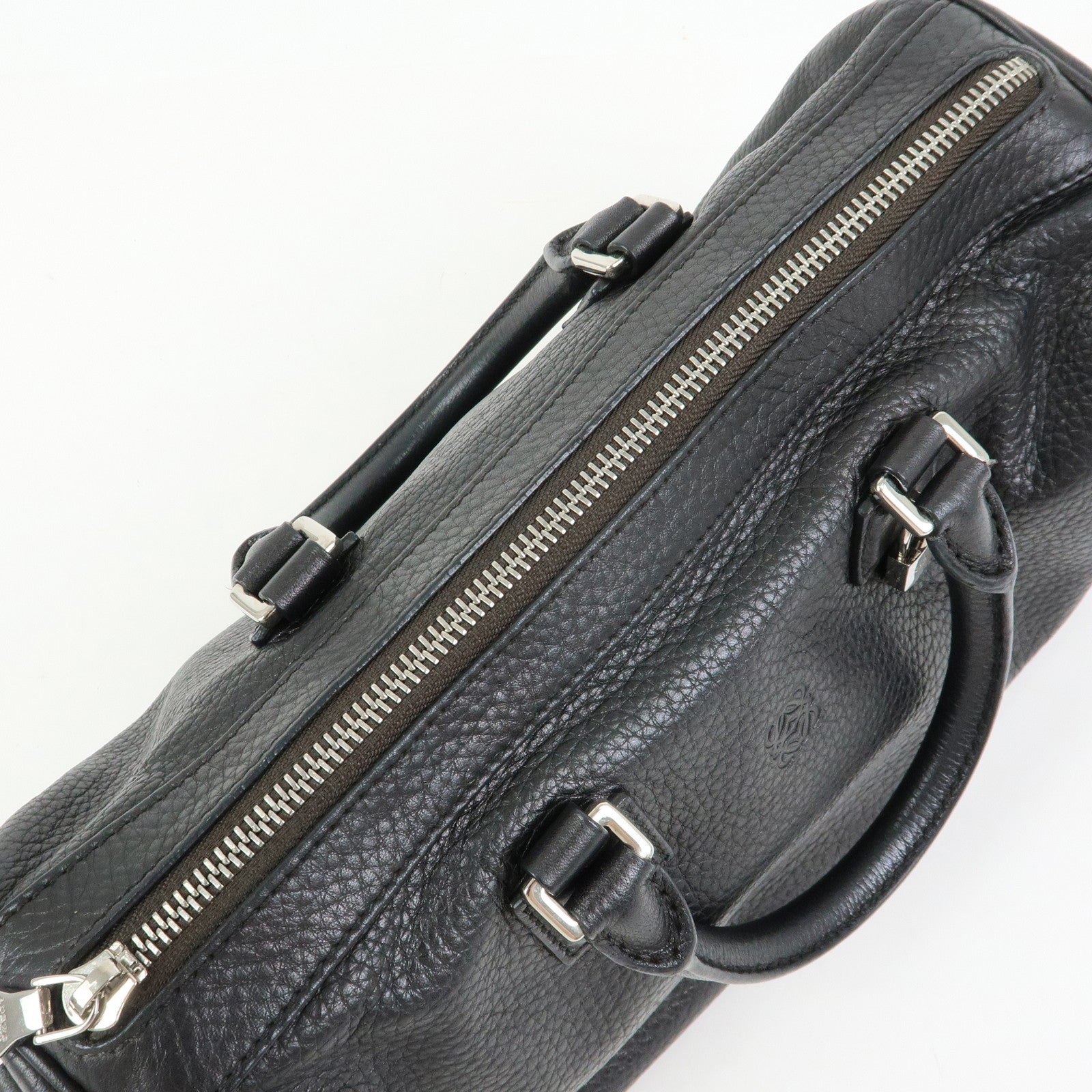 LOEWE Anagram Calf Leather Hand Bag Mini Boston Bag Black