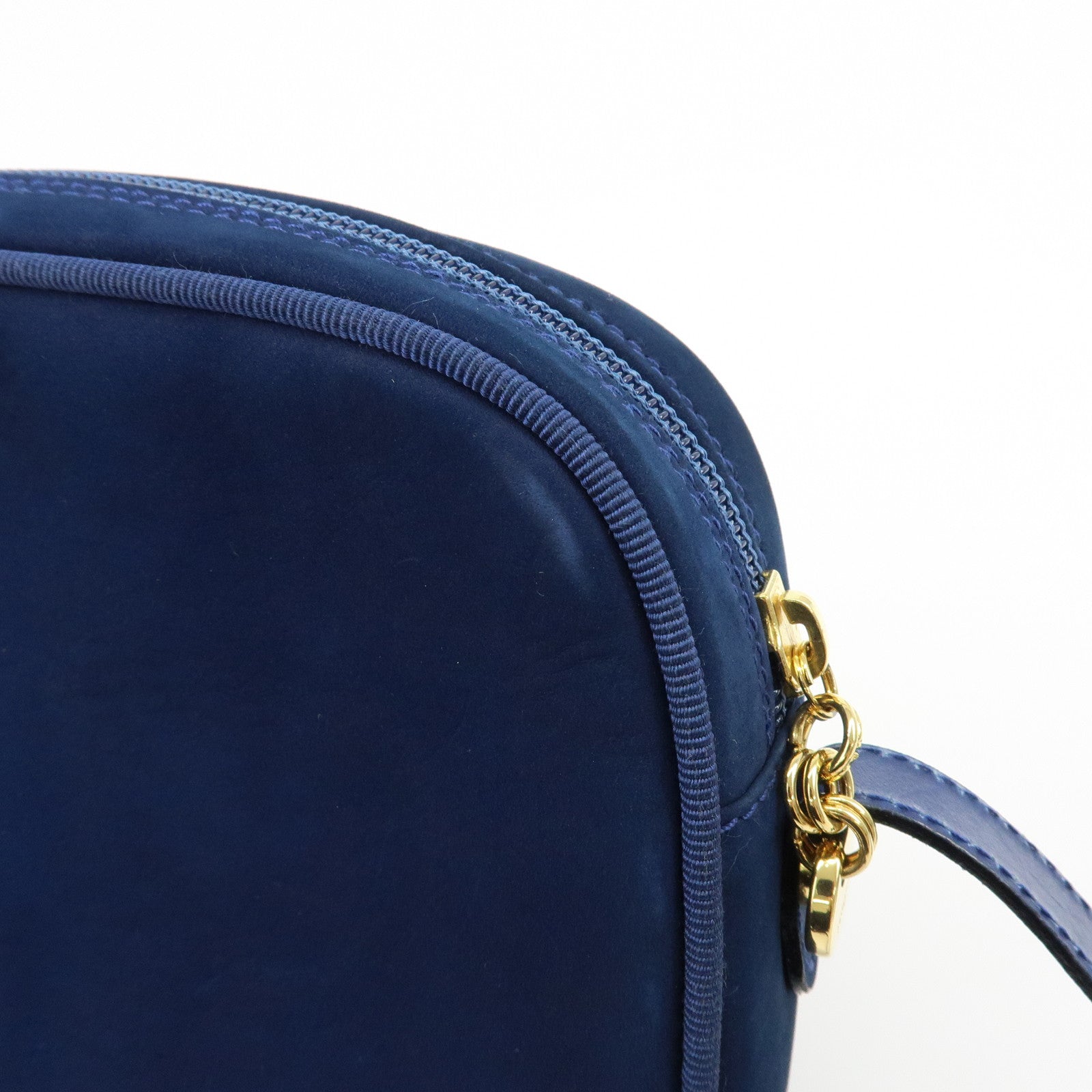 Ferragamo Vara Suede Shoulder Bag Crossbody Bag Camera Bag Navy
