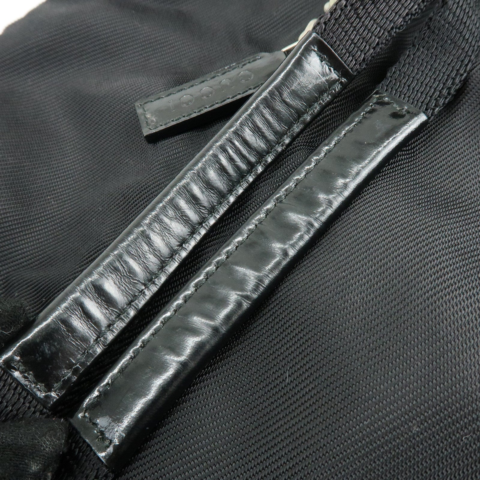 GUCCI Nylon Leather Boston Bag Shoulder Bag Black 012・0389・002058
