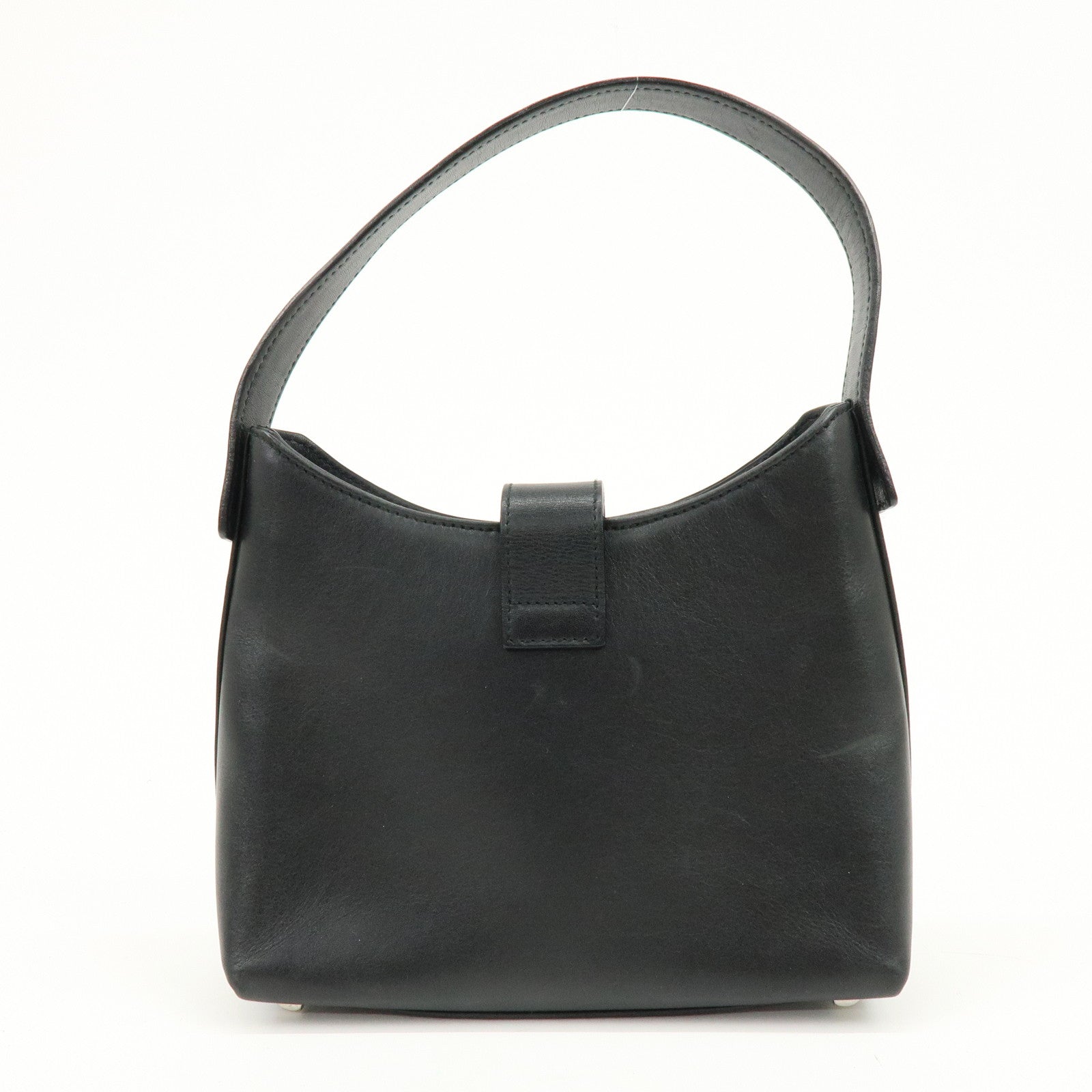 Ferragamo Gancini Leather Hobo Hand Bag Black
