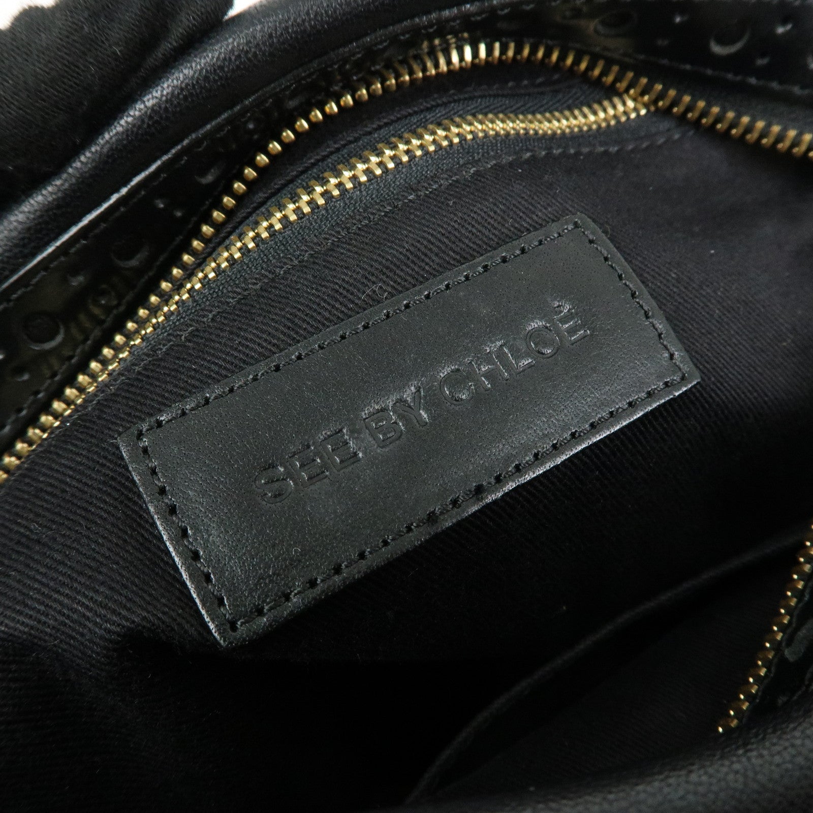 Chloe See by Chloe Leather Shoulder Bag Hand Bag Black